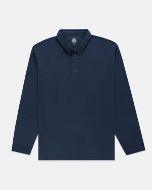 NAVY SOLID LONG SLEEVE POLO SHIRT