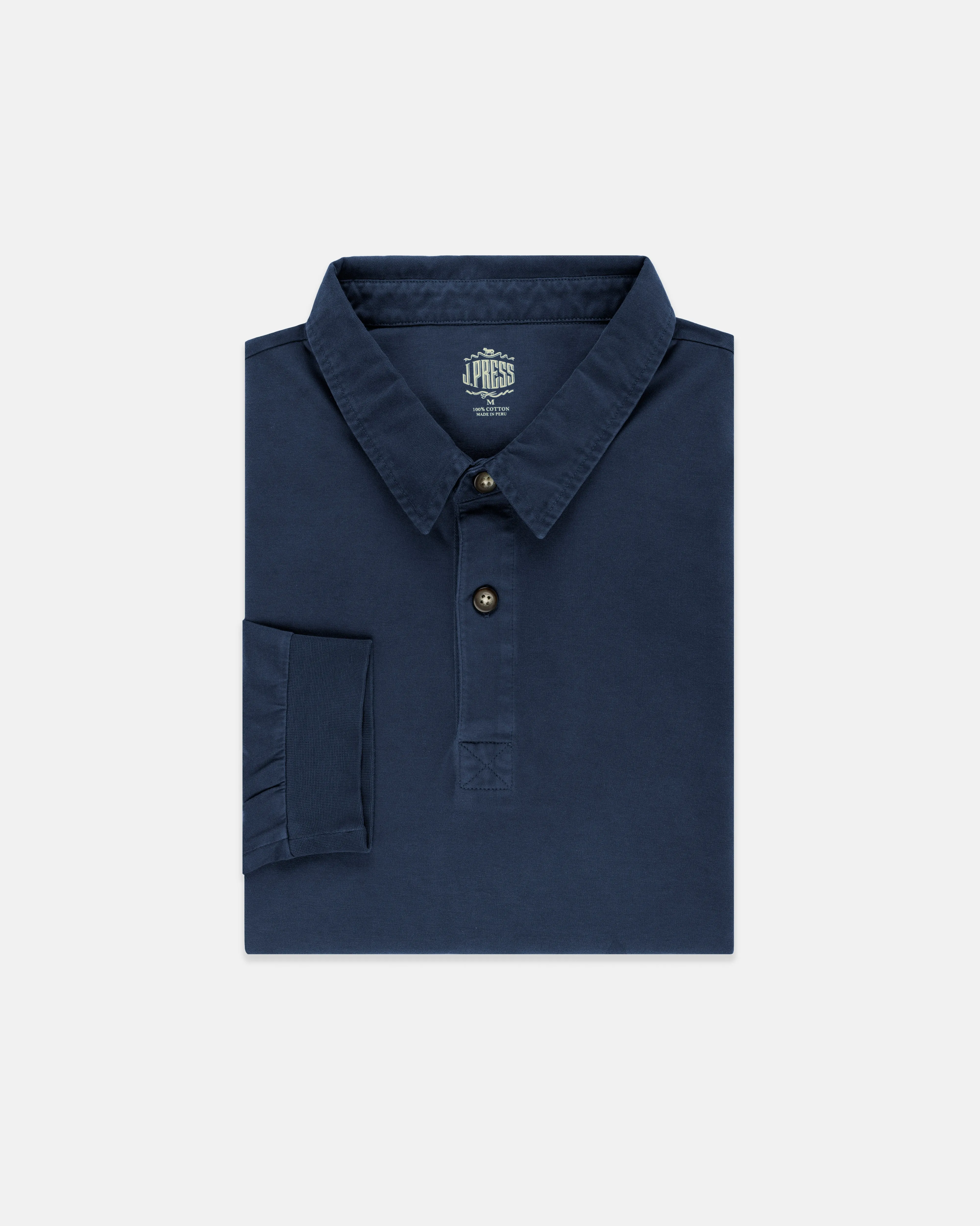 NAVY SOLID LONG SLEEVE POLO SHIRT