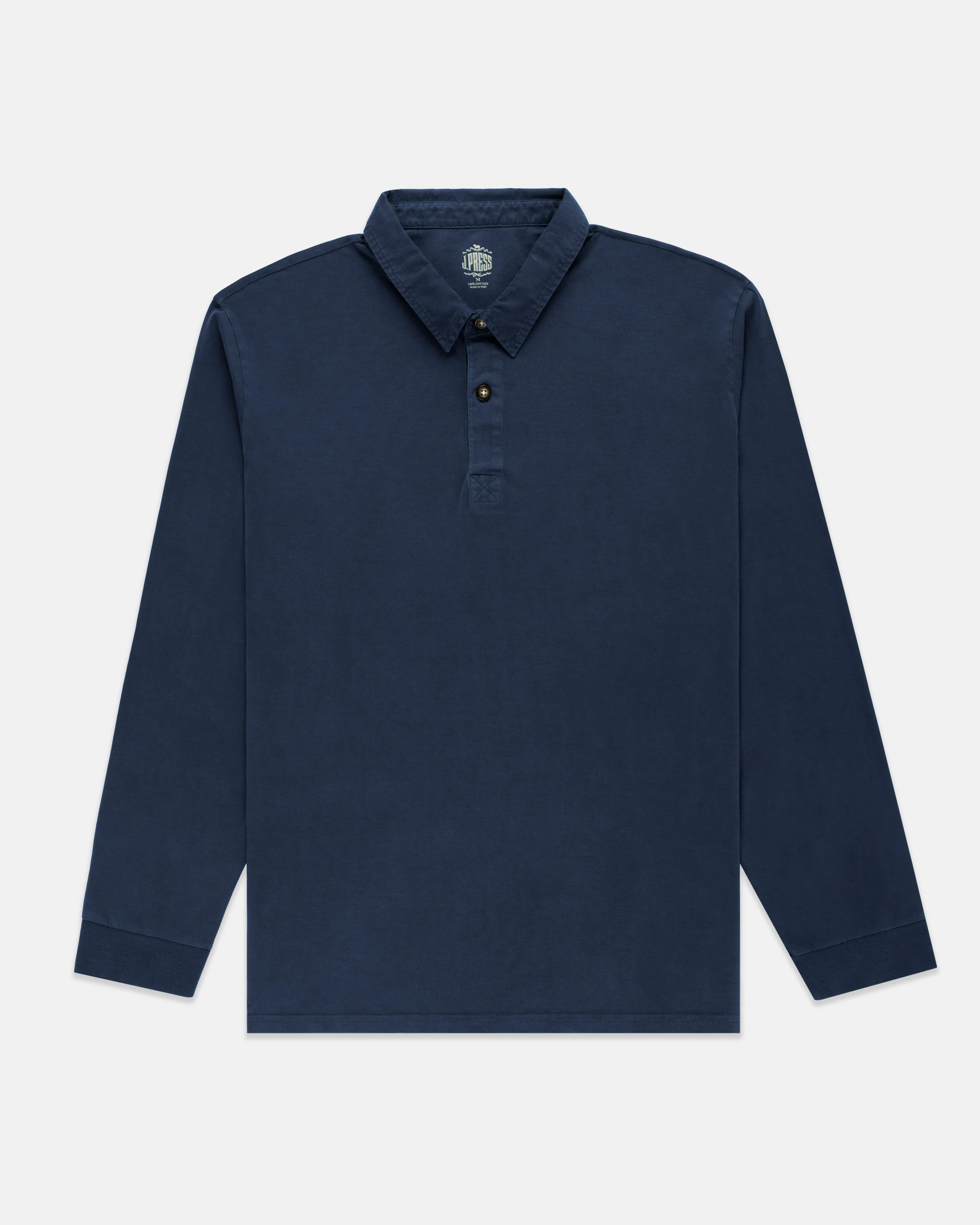 NAVY SOLID LONG SLEEVE POLO SHIRT