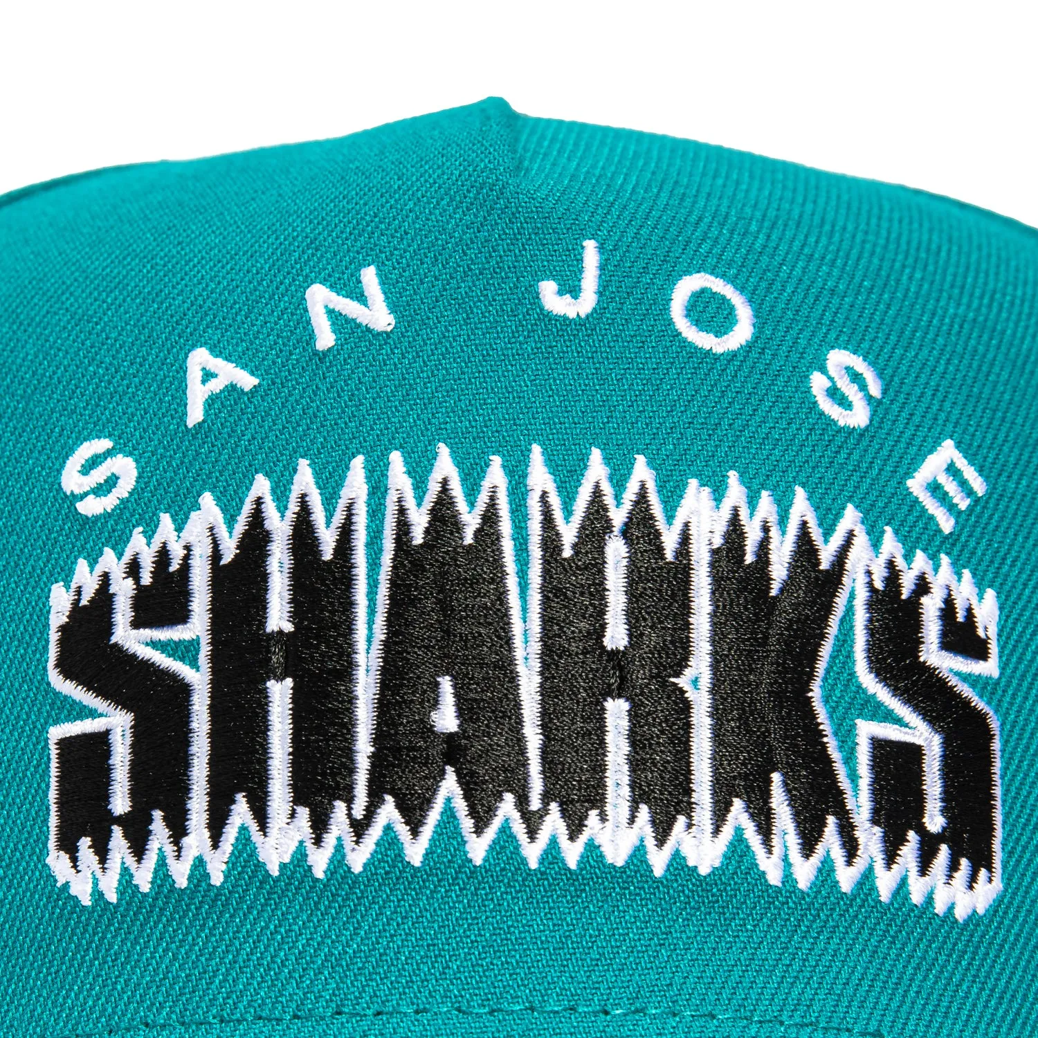 New Era 9Fifty A-Frame San Jose Sharks Logo Patch Word Snapback Hat - Teal. Black
