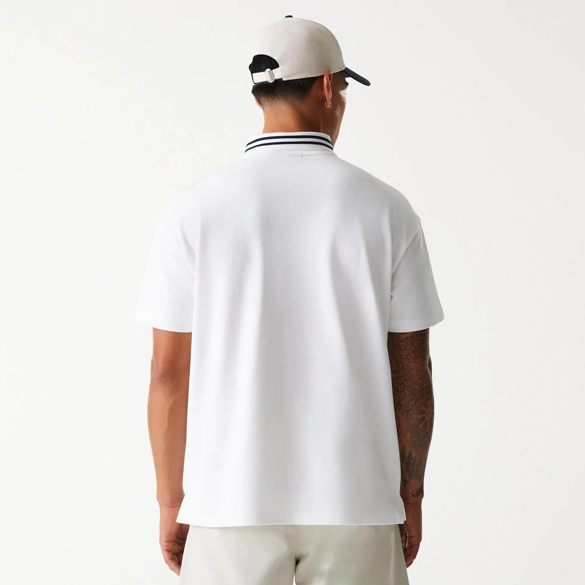 New Era Drop Shoulder White Polo Shirt