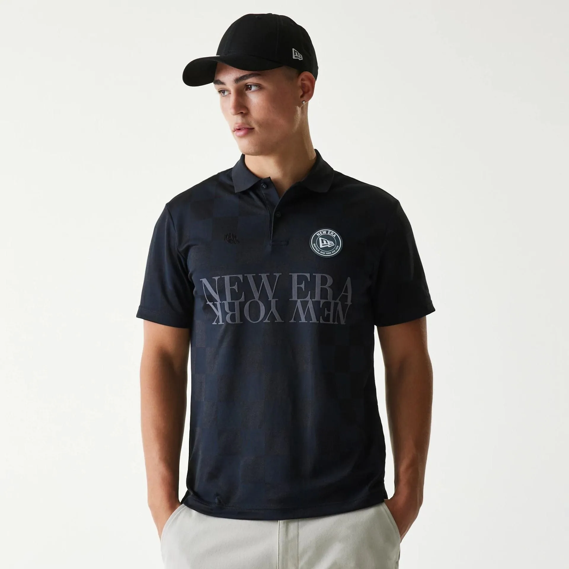 New Era Japan Grid Black Polo T-Shirt