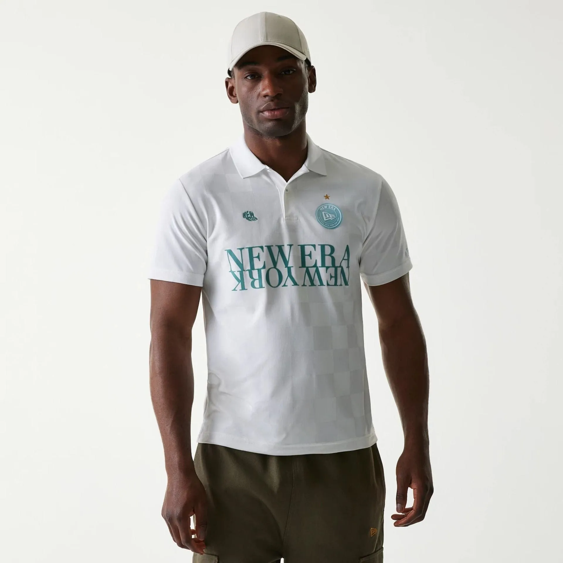 New Era Japan Grid White Polo T-Shirt