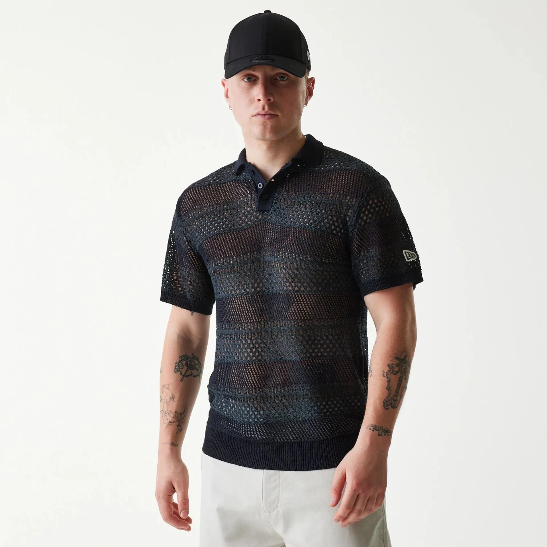 New Era Japan Mesh Black Polo T-Shirt