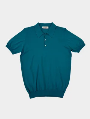 Polo In Maglia Verde Cotone E Seta Laneus