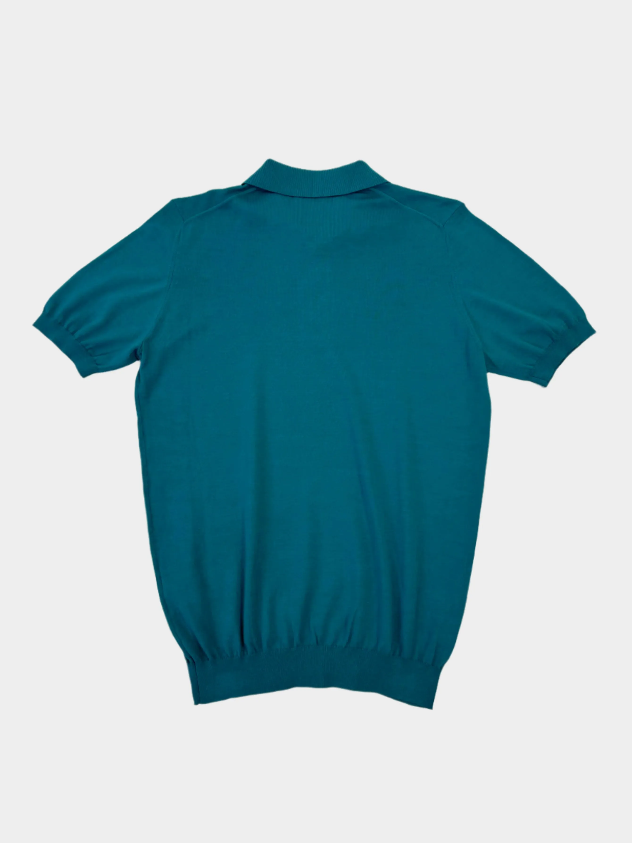 Polo In Maglia Verde Cotone E Seta Laneus