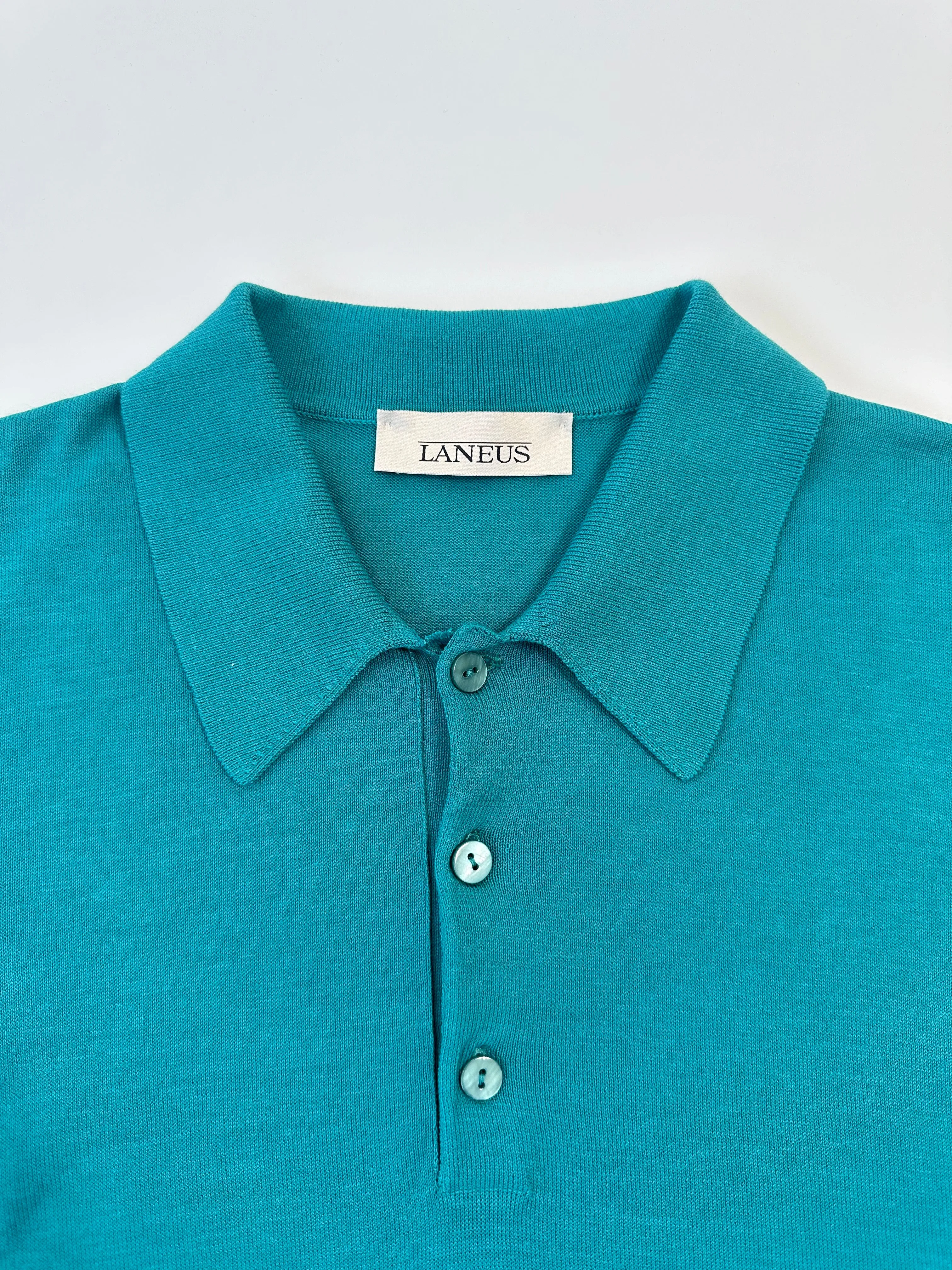 Polo In Maglia Verde Cotone E Seta Laneus