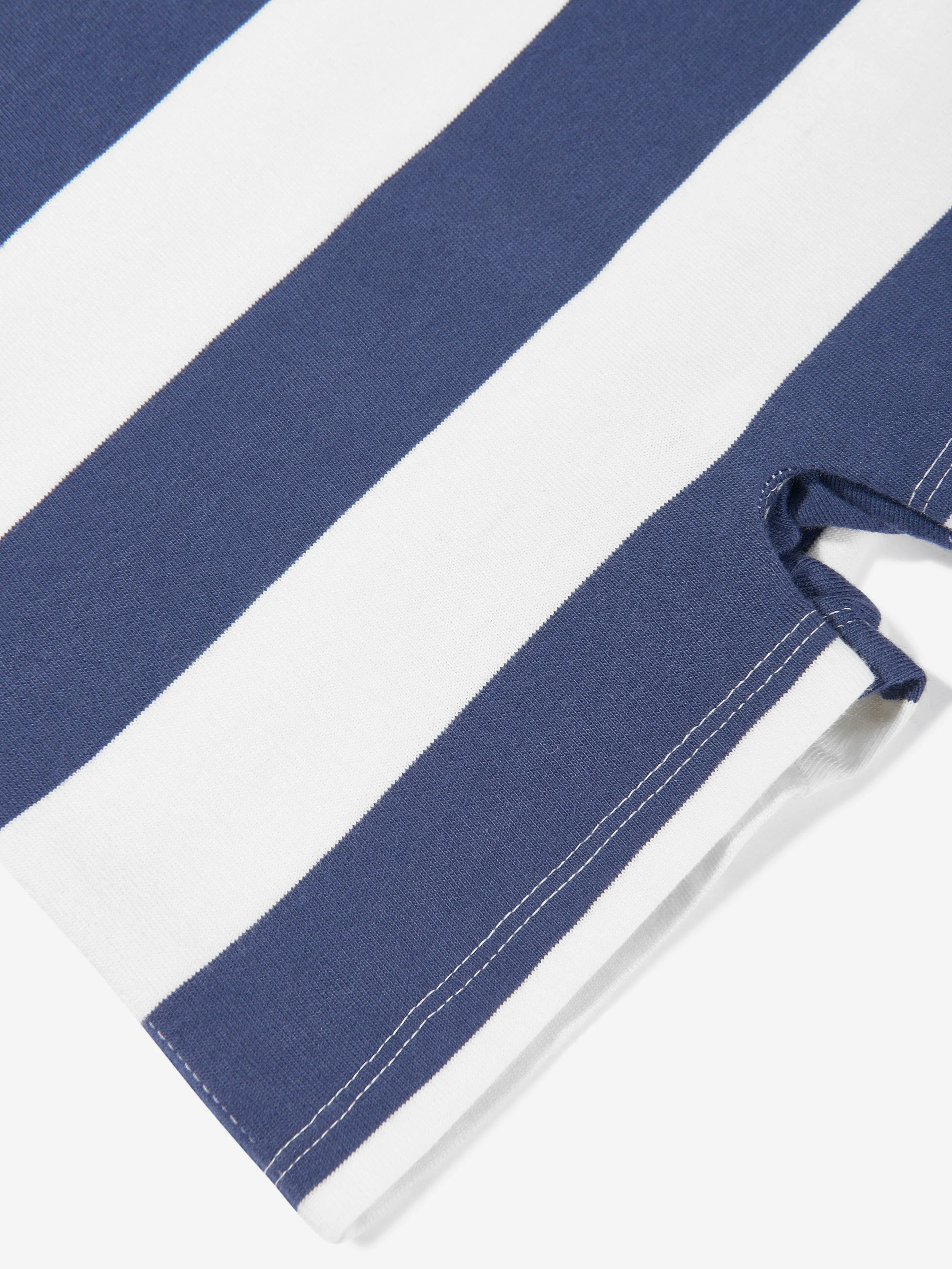 Ralph Lauren Baby Boys Striped Rugby Romper in Navy