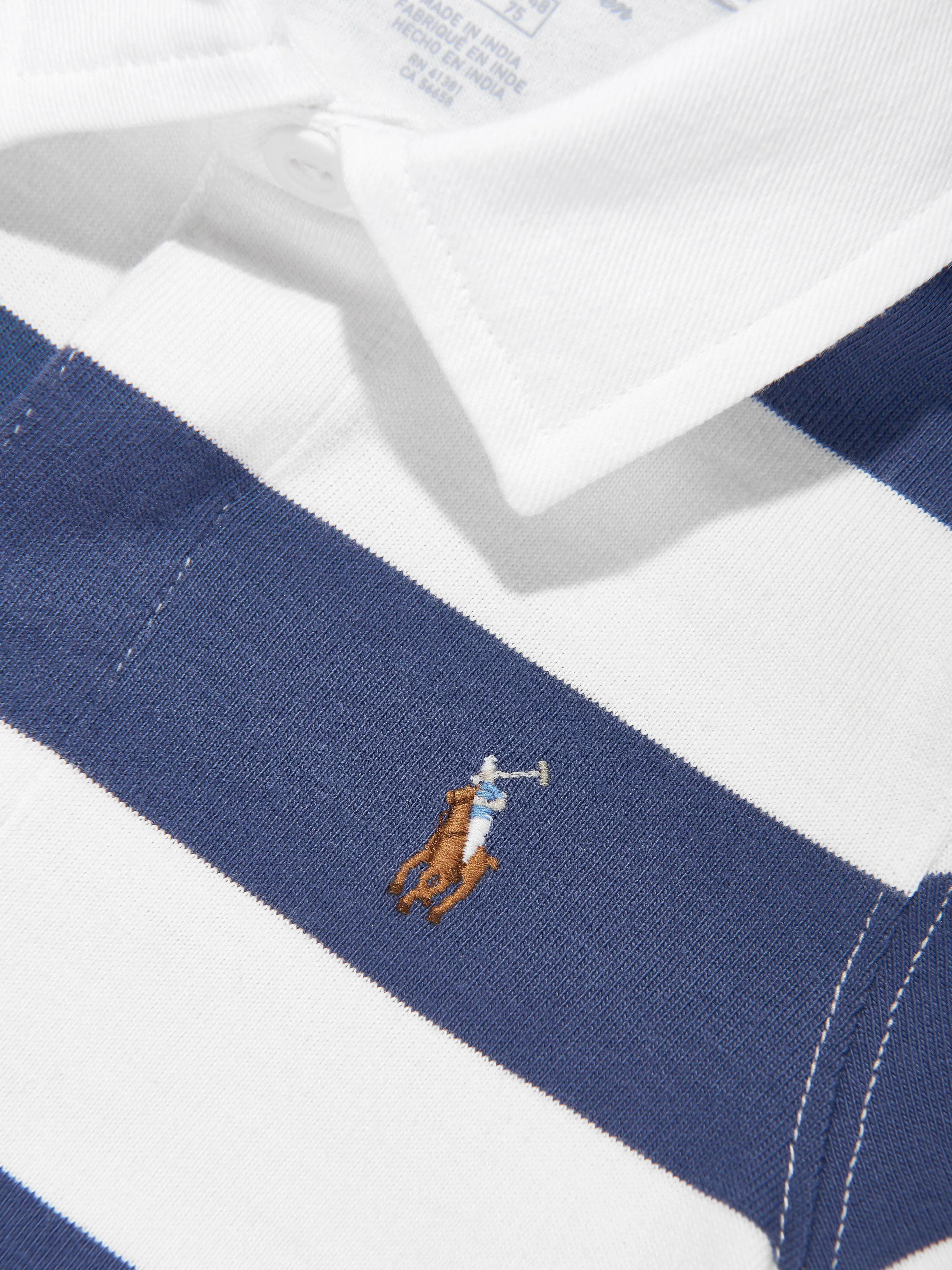 Ralph Lauren Baby Boys Striped Rugby Romper in Navy