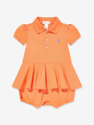 Ralph Lauren Baby Girls Peplum Romper in Orange