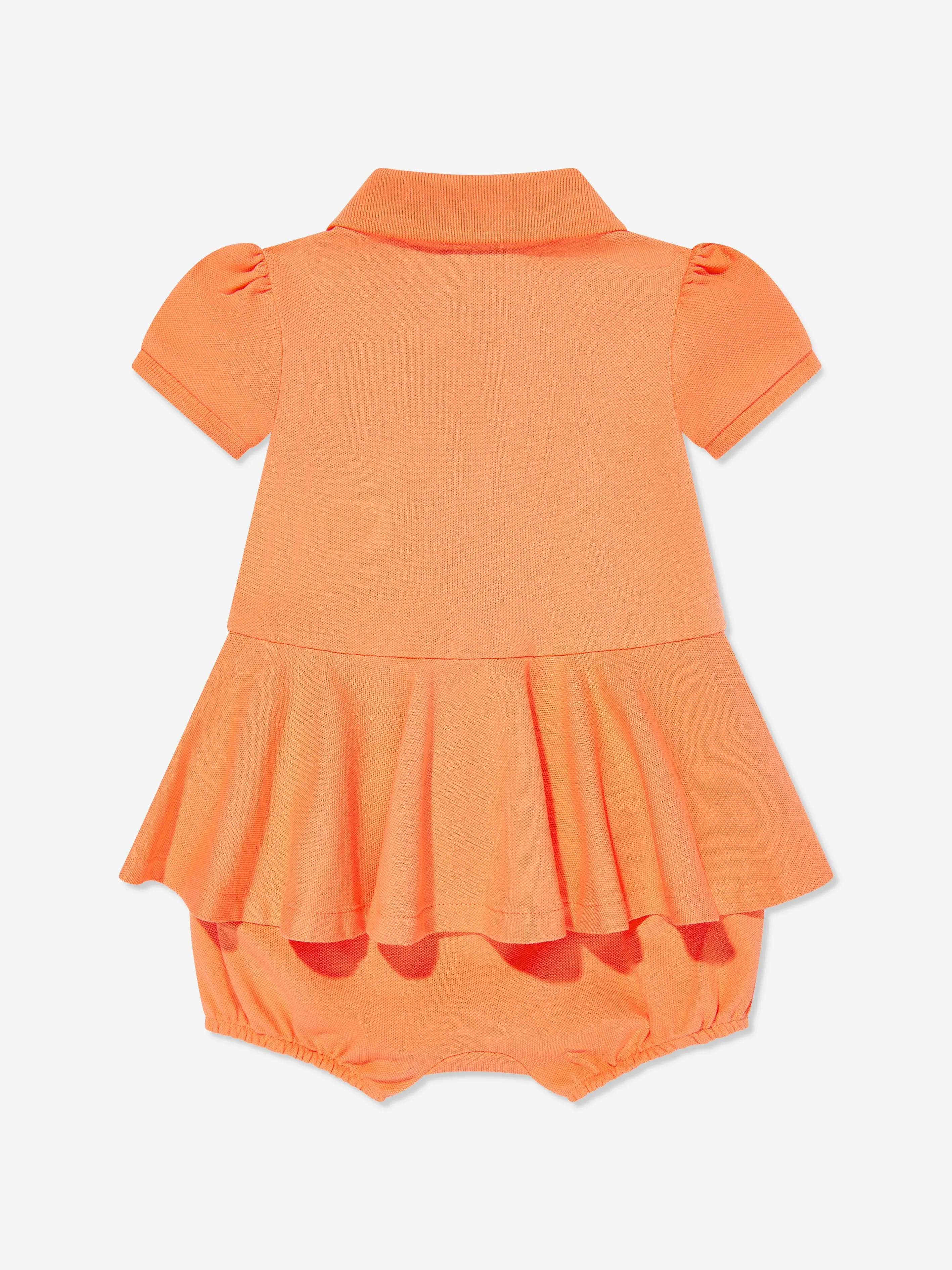 Ralph Lauren Baby Girls Peplum Romper in Orange
