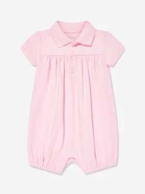 Ralph Lauren Baby Girls Polo Bubble Romper in Pink