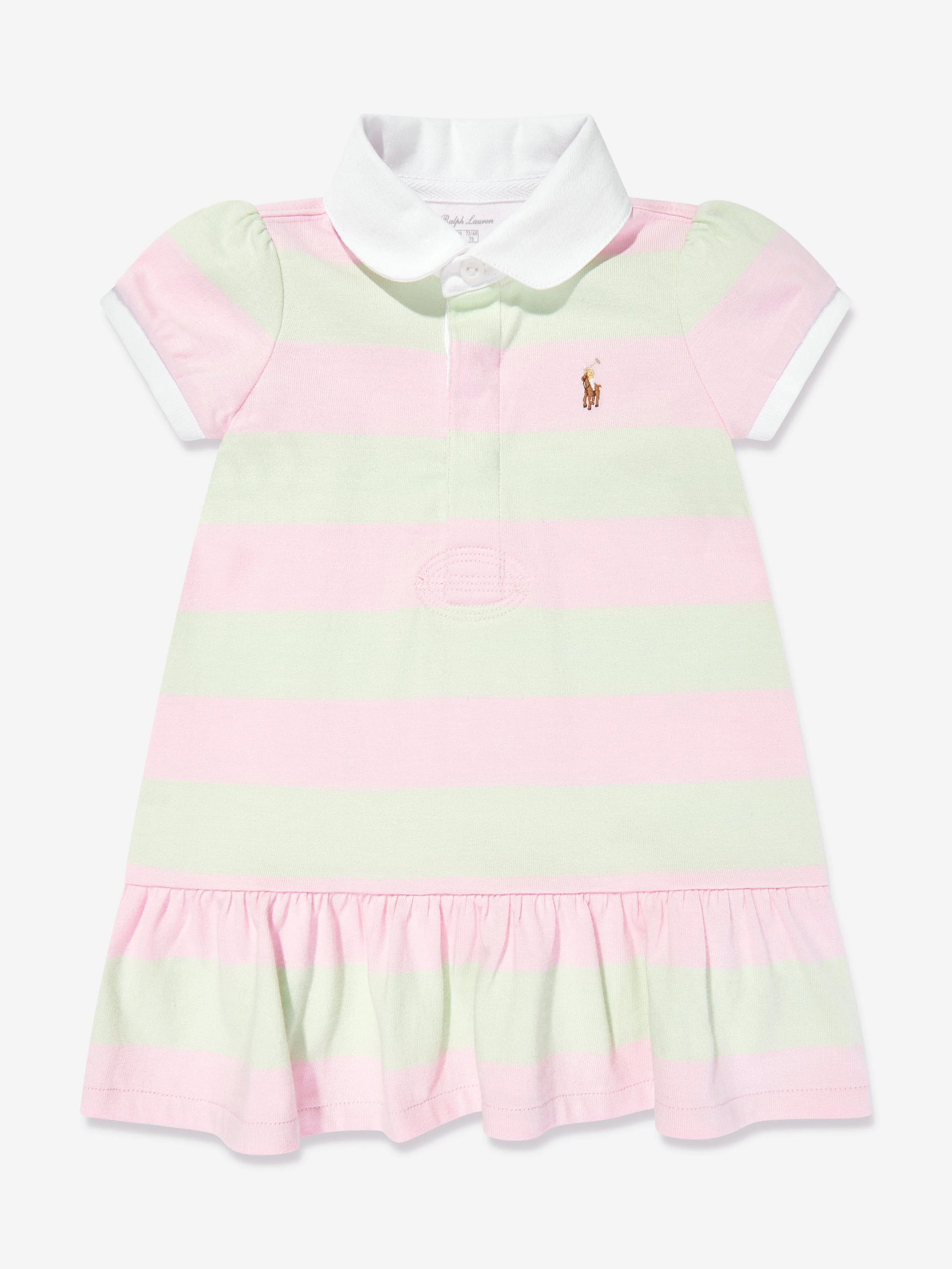 Ralph Lauren Baby Girls Striped Rugby Dress With Bloomers in Pink