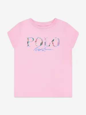 Ralph Lauren Girls Polo Logo T-Shirt in Pink