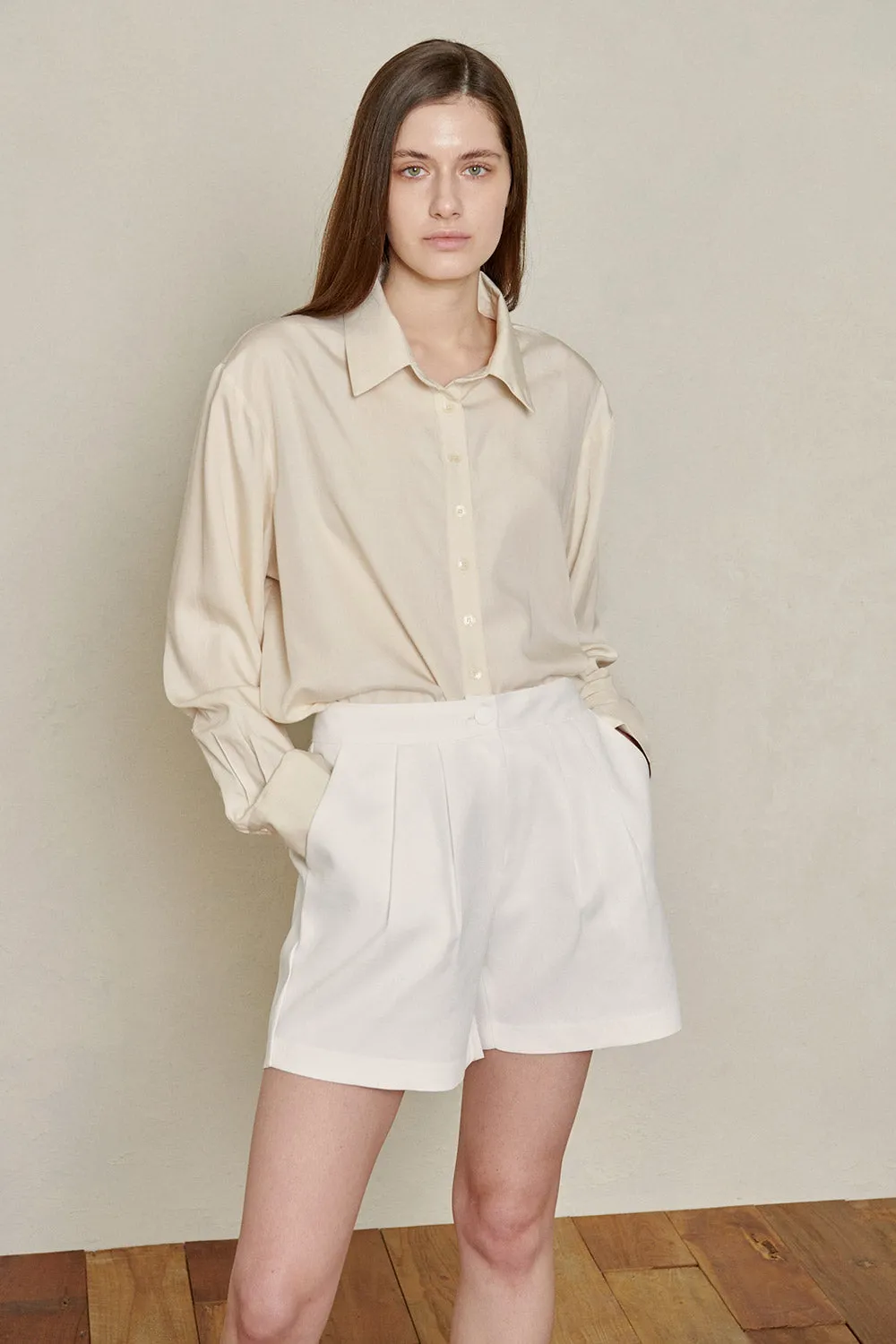 Recycled Poly Pintucked Shorts