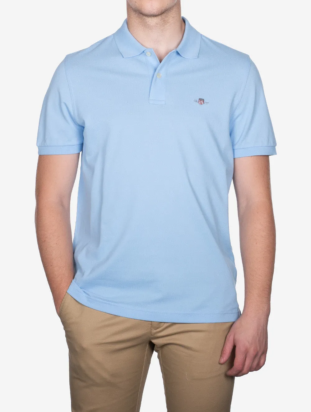 Regular Shield Shirt Sleeve Pique Polo Capri Blue
