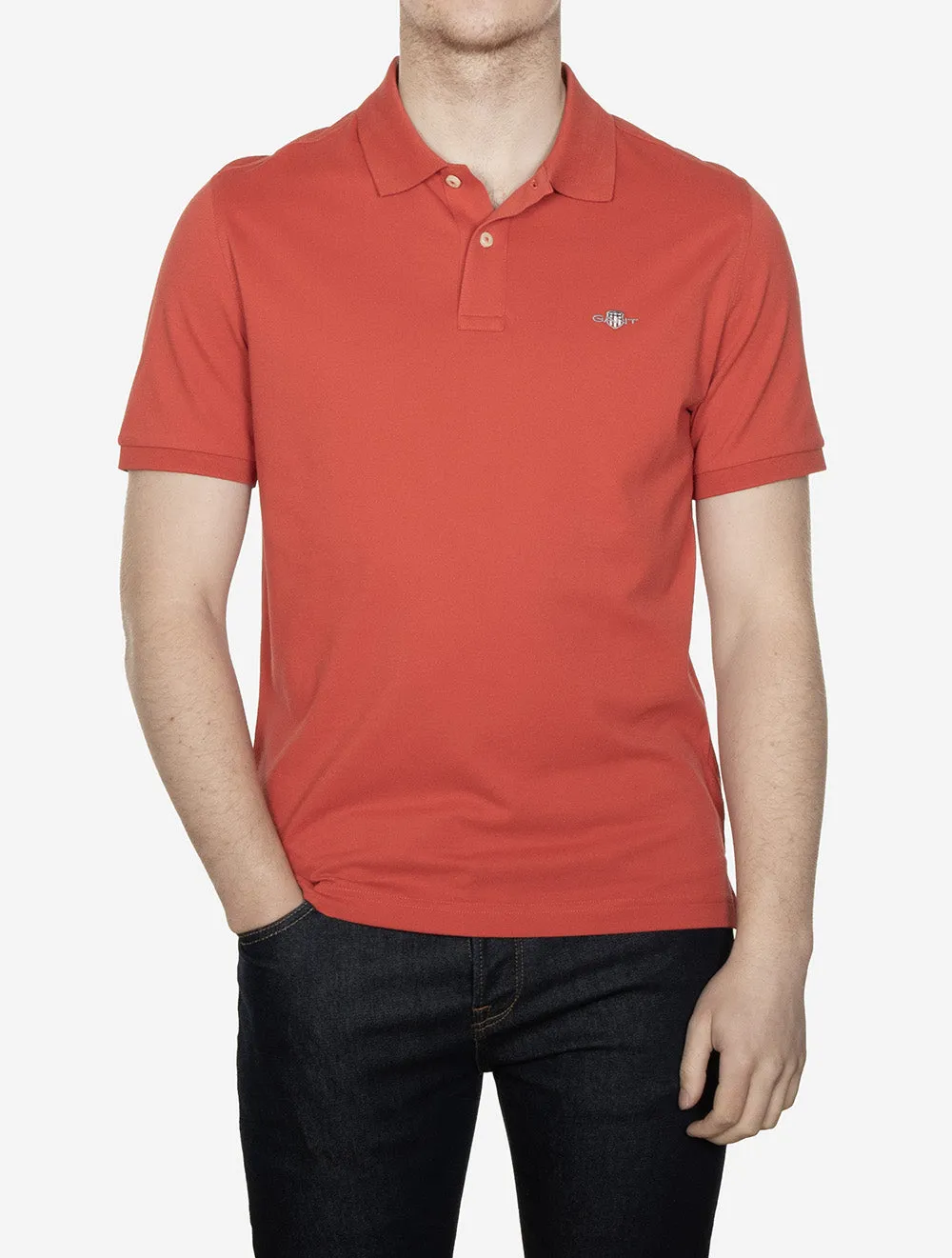 Regular Shield Short Sleeve Pique Polo Brick Red