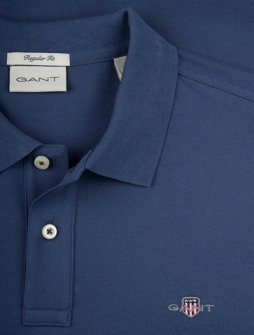 Regular Shield Short Sleeve Pique Polo Dusty Navy