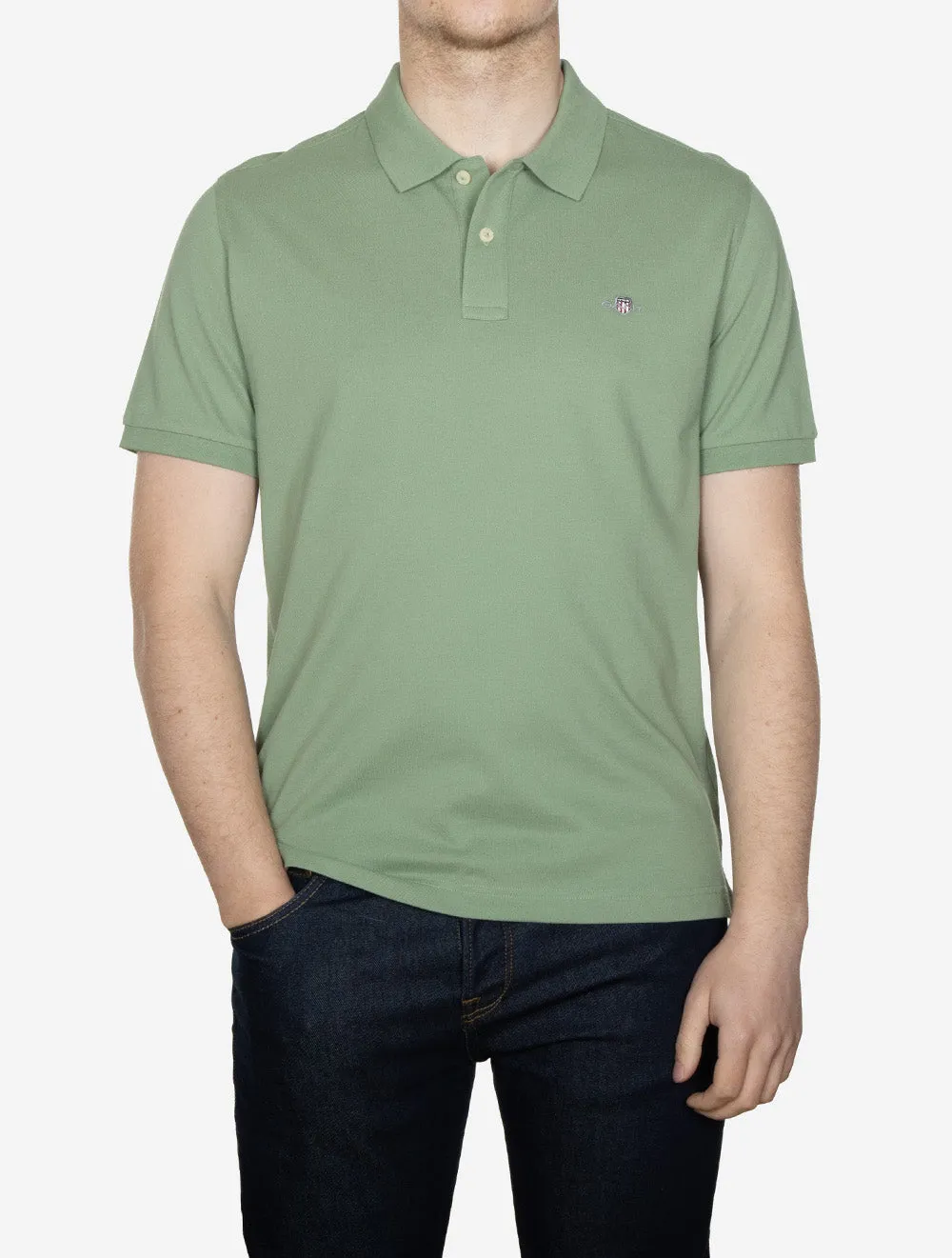 Regular Shield Short Sleeve Pique Polo Kalamata Green
