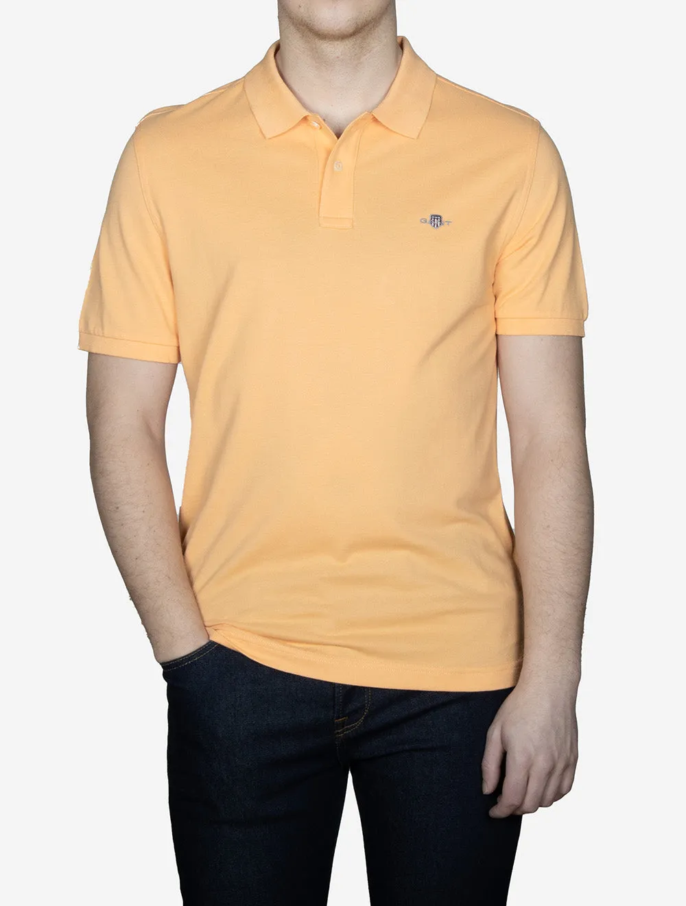 Regular Shield Short Sleeve Pique Polo Peachy Orange