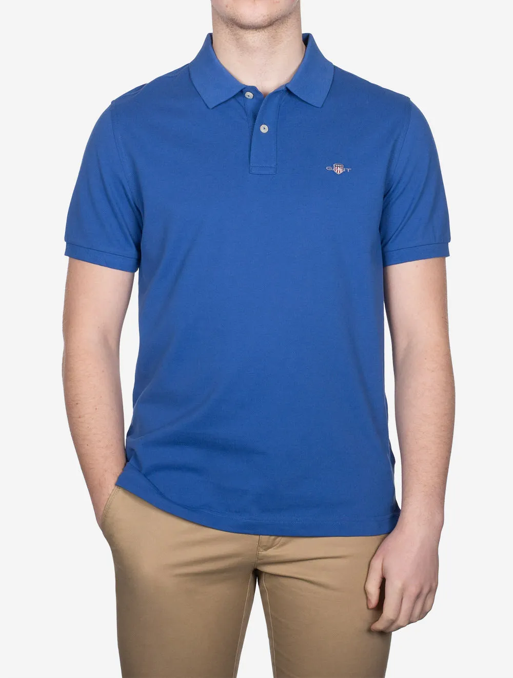 Regular Shield Short Sleeve Pique Polo Rich Blue