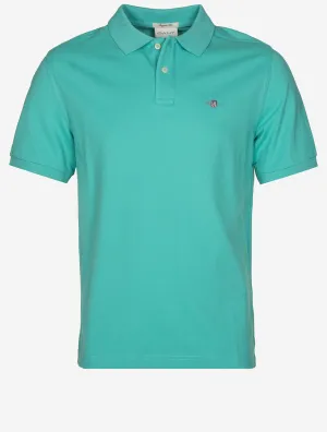 Regular Shield Short Sleeve Pique Polo Tropic Blue