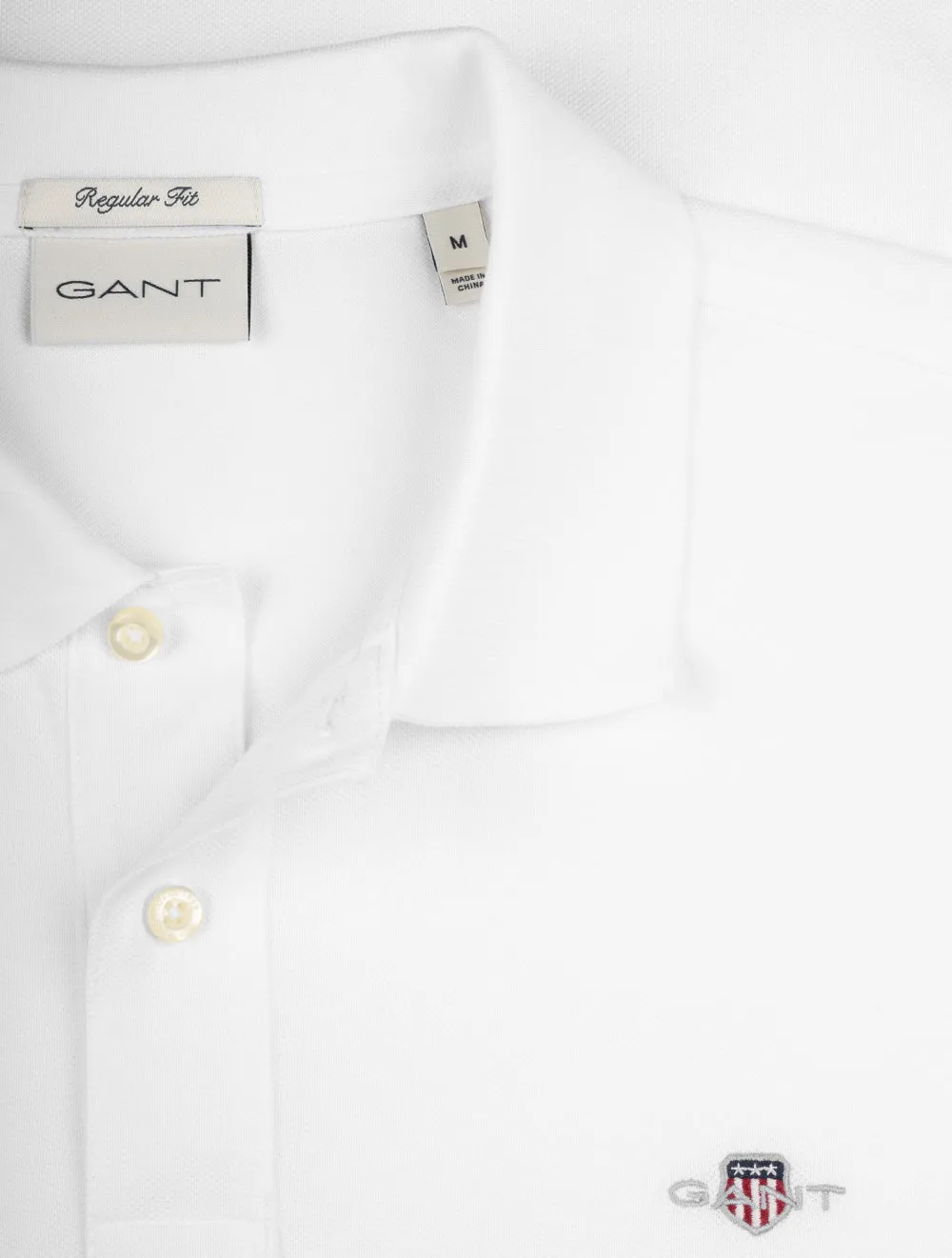 Regular Shield Short Sleeve Pique Polo White