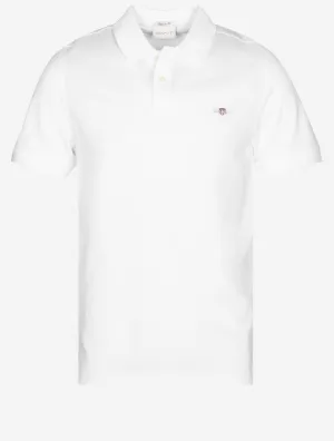 Regular Shield Short Sleeve Pique Polo White