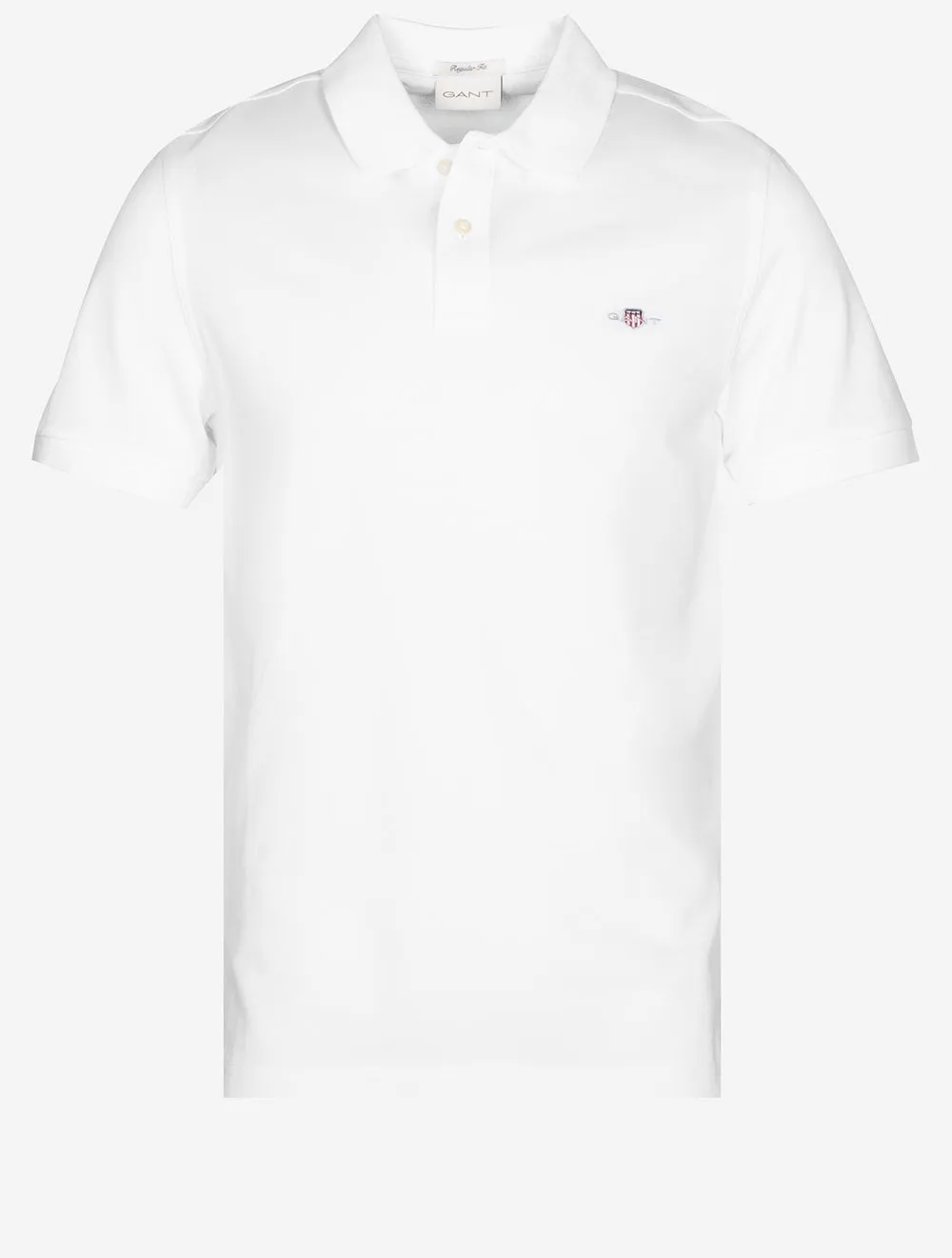 Regular Shield Short Sleeve Pique Polo White