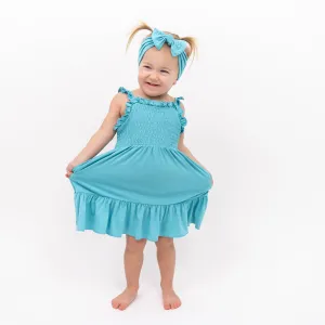 Smocked Dress in Makai