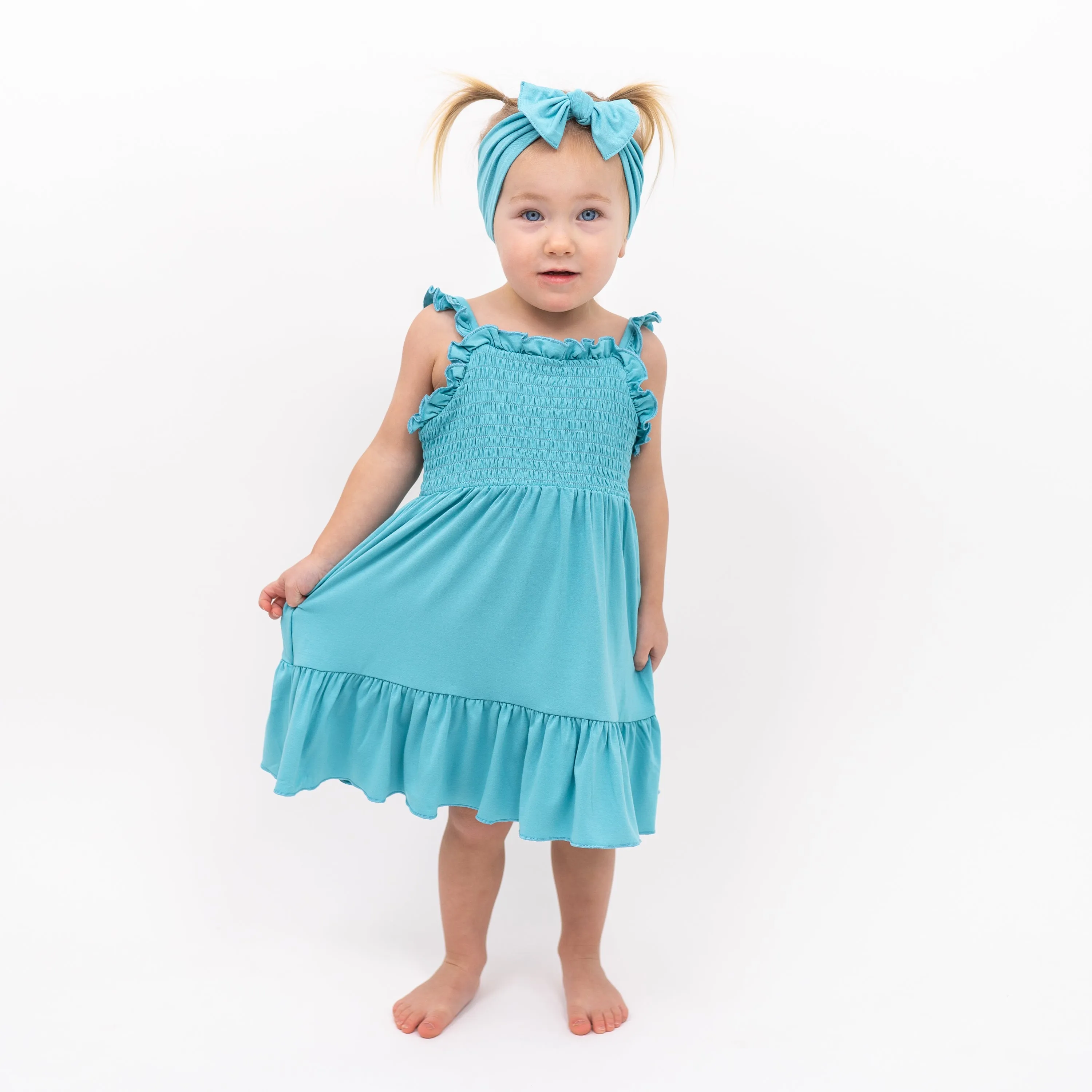 Smocked Dress in Makai