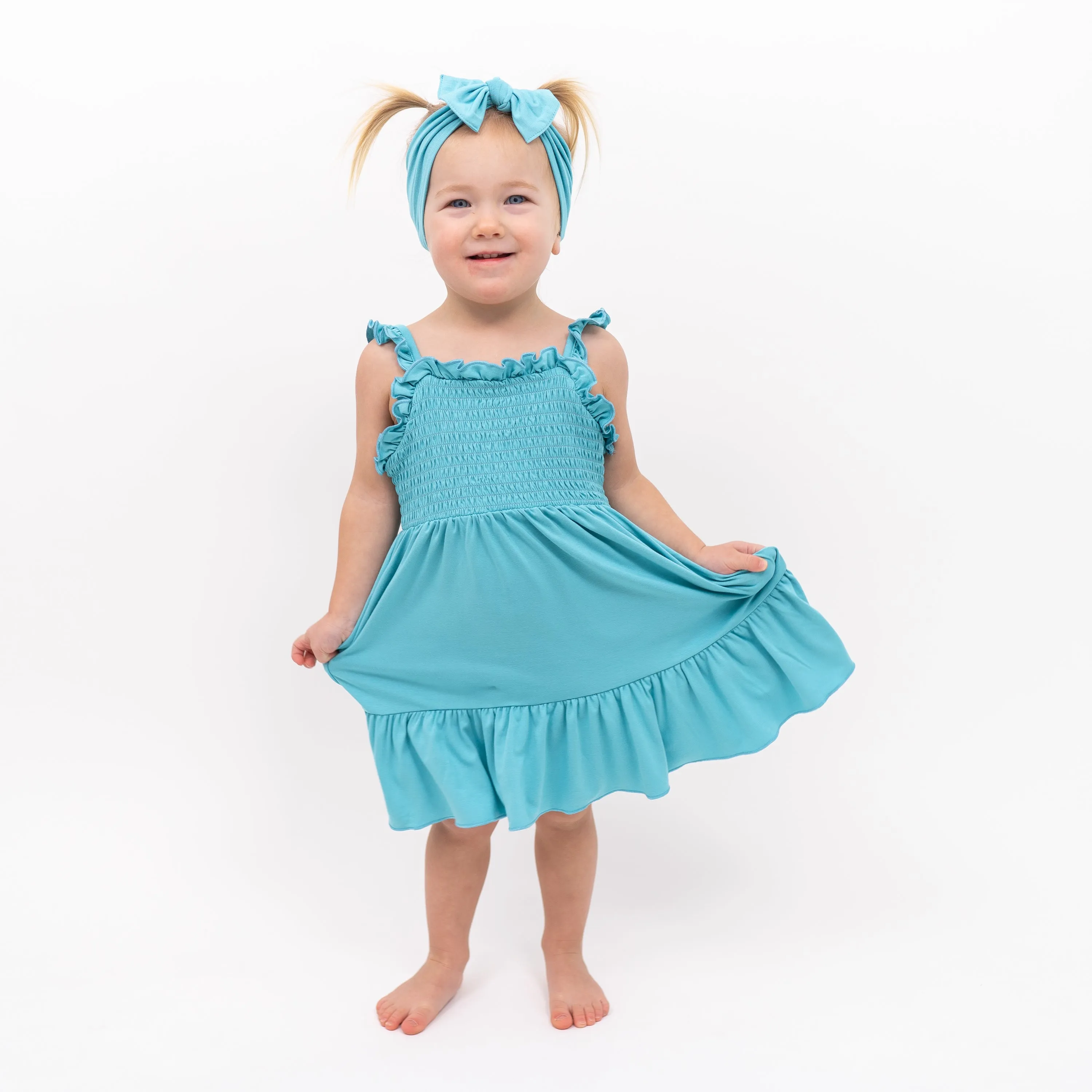 Smocked Dress in Makai