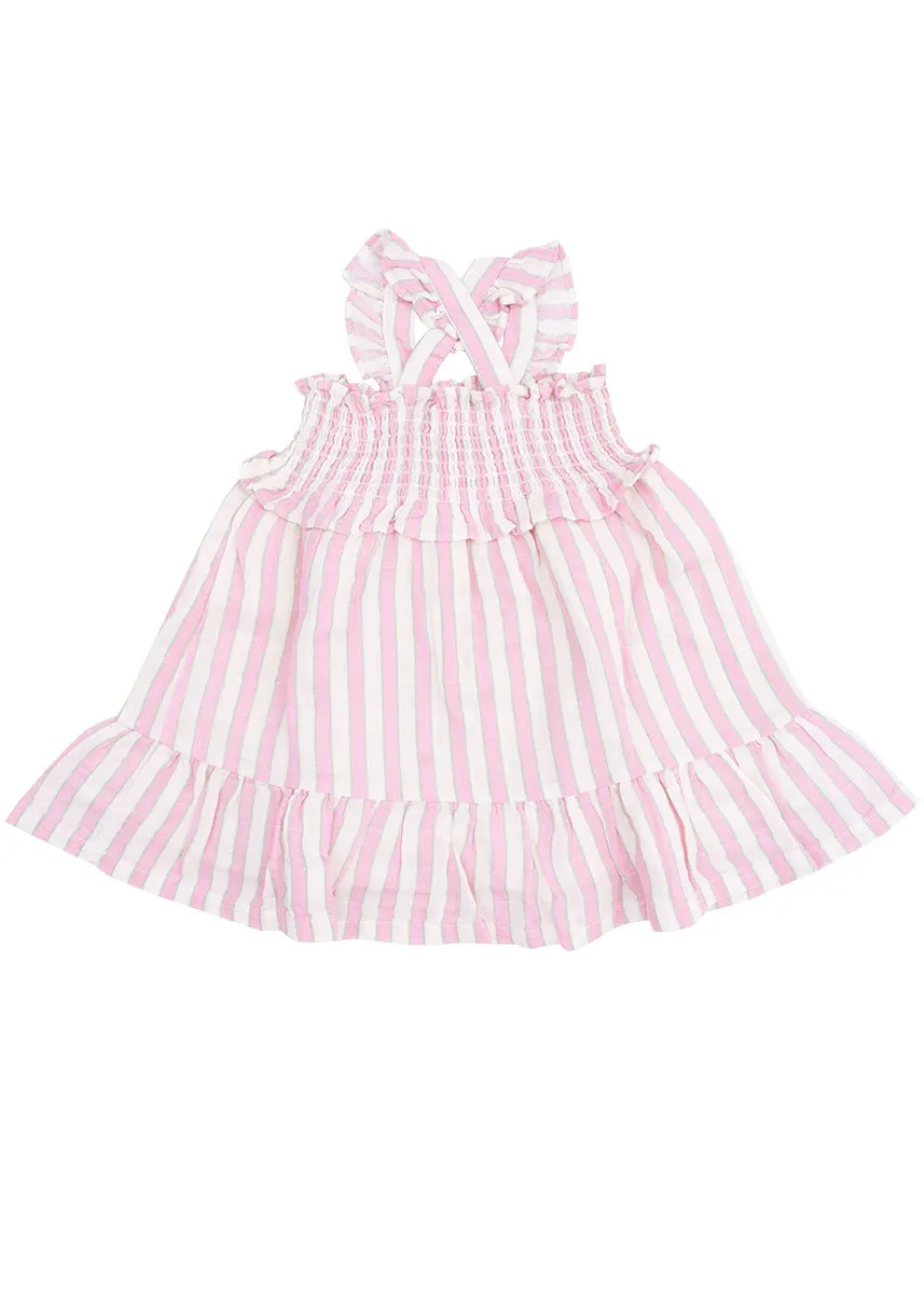 Smocked Ruffle Sundress - Candy Stripe Pink