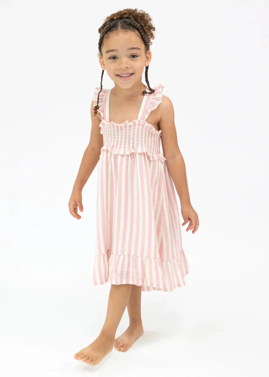 Smocked Ruffle Sundress - Candy Stripe Pink