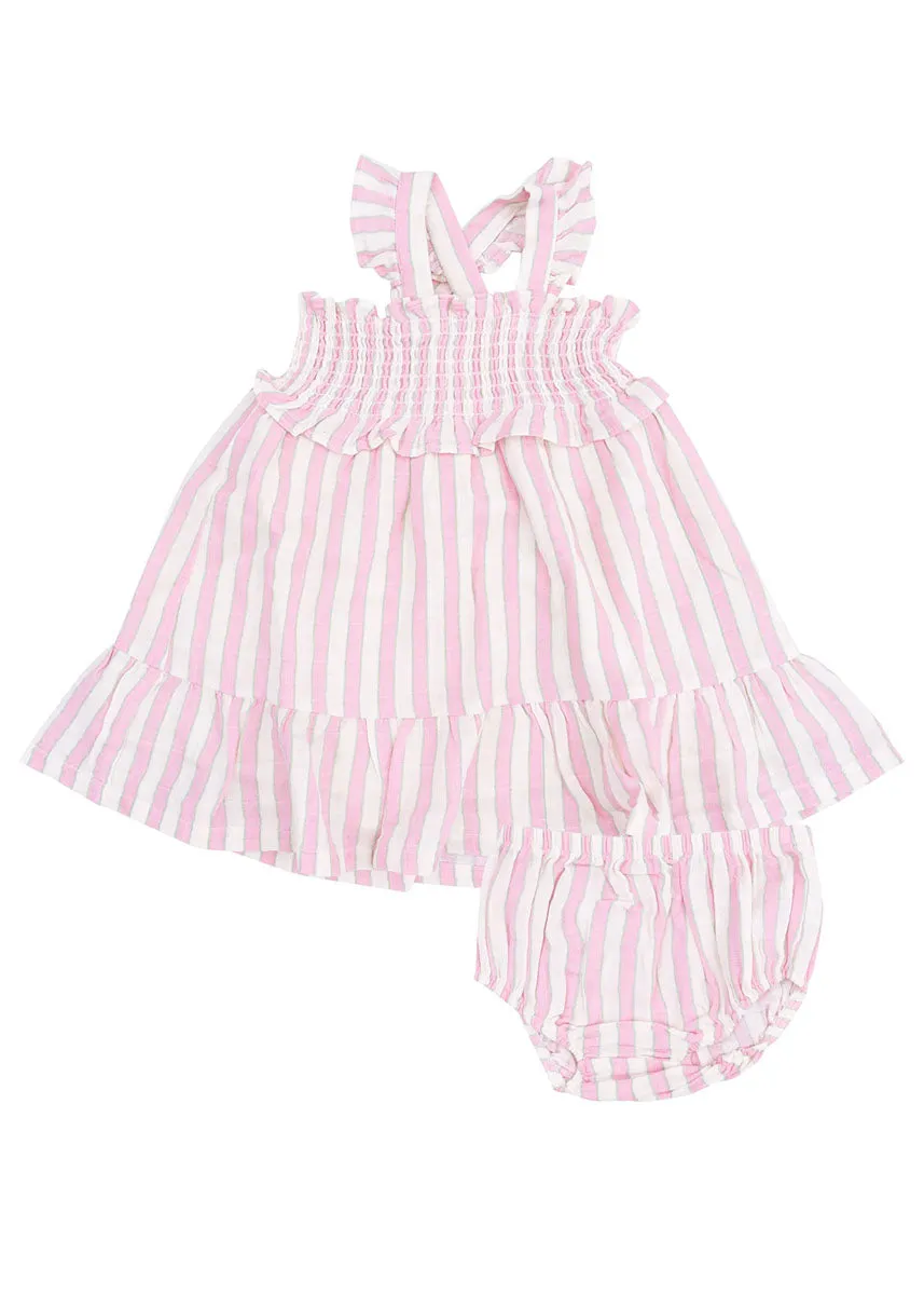Smocked Ruffle Sundress - Candy Stripe Pink