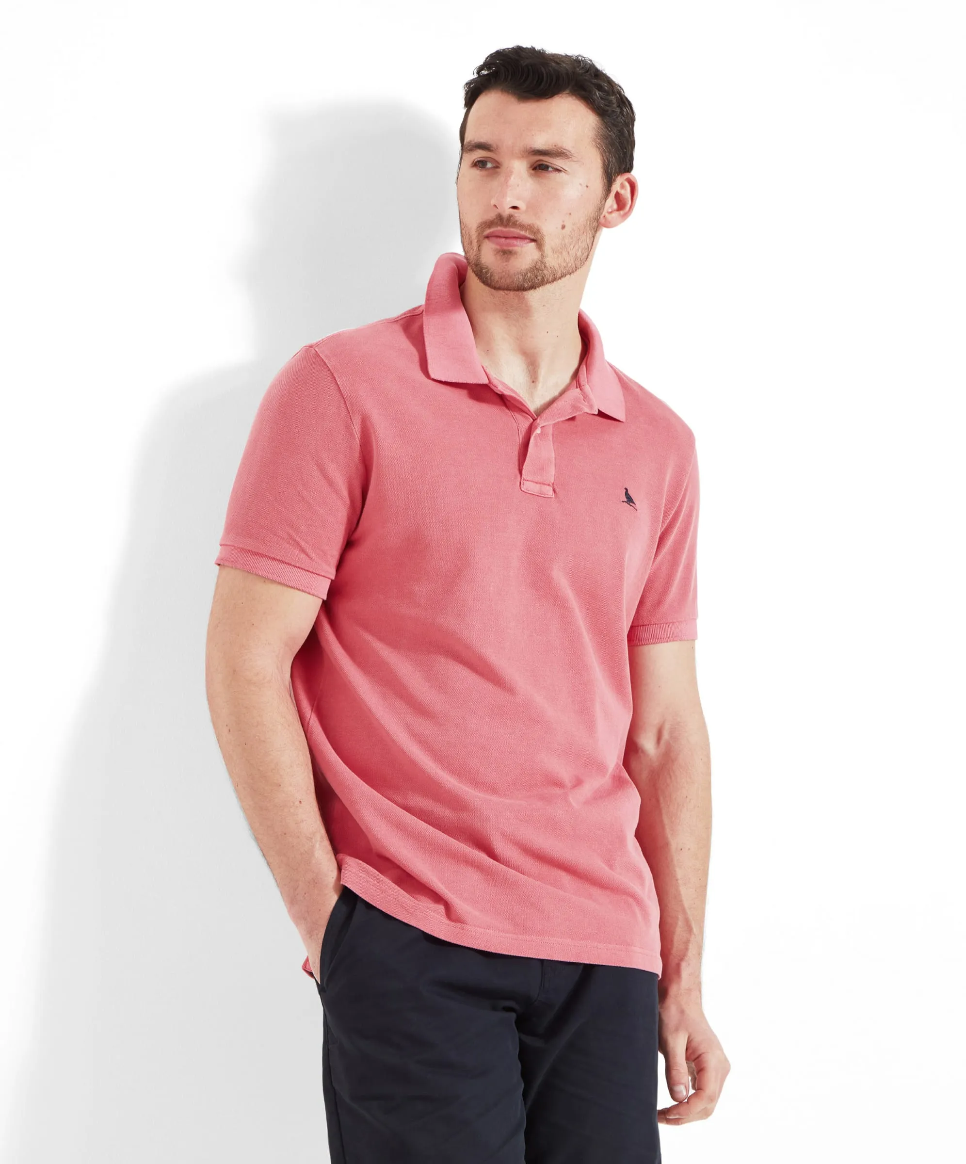 St Ives Garment Dyed Polo Shirt - Coral
