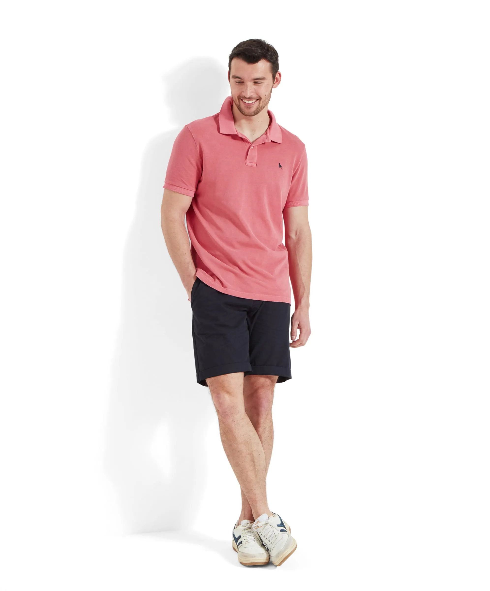 St Ives Garment Dyed Polo Shirt - Coral