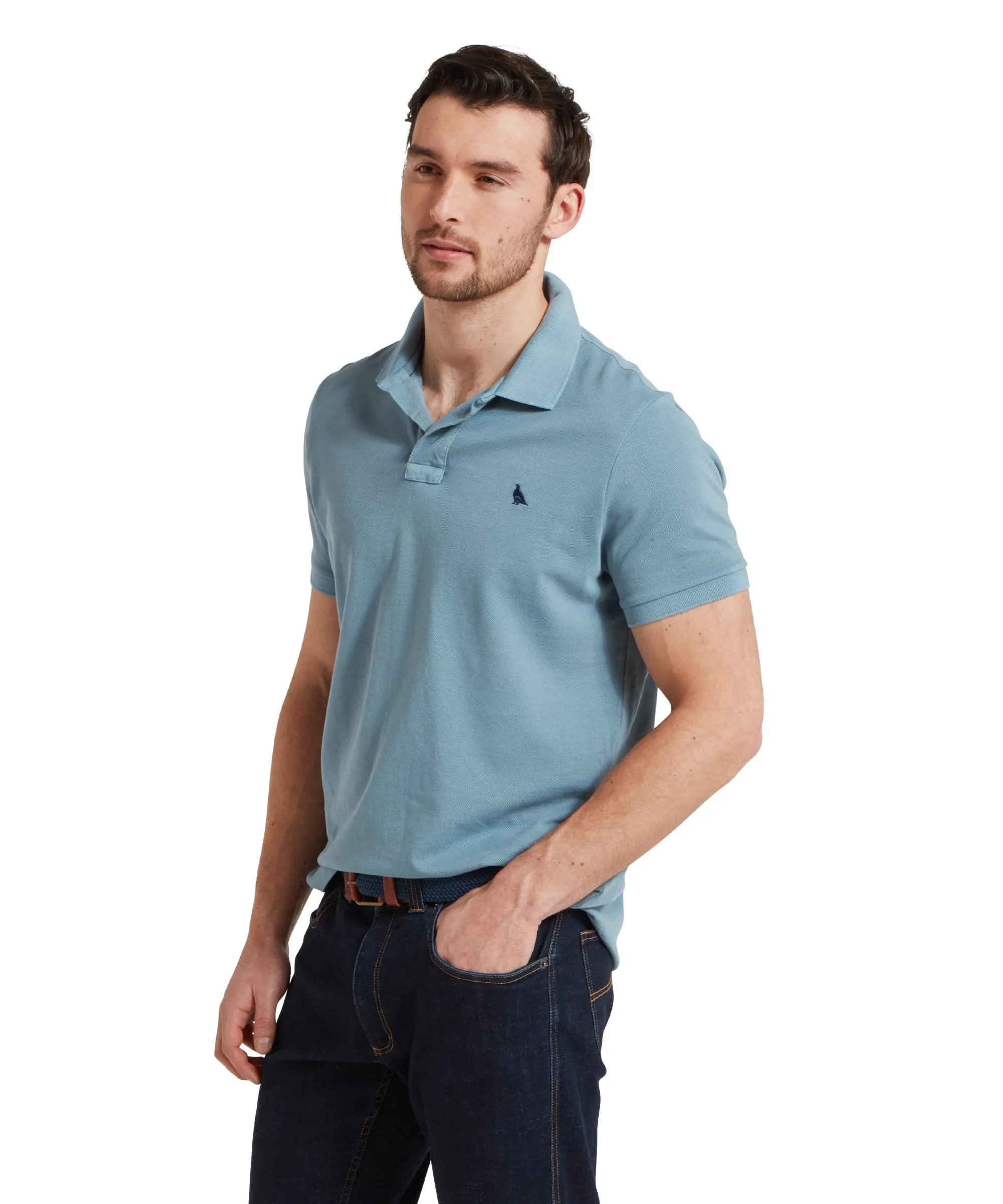 St Ives Garment Dyed Polo Shirt - Dark Pigeon Blue