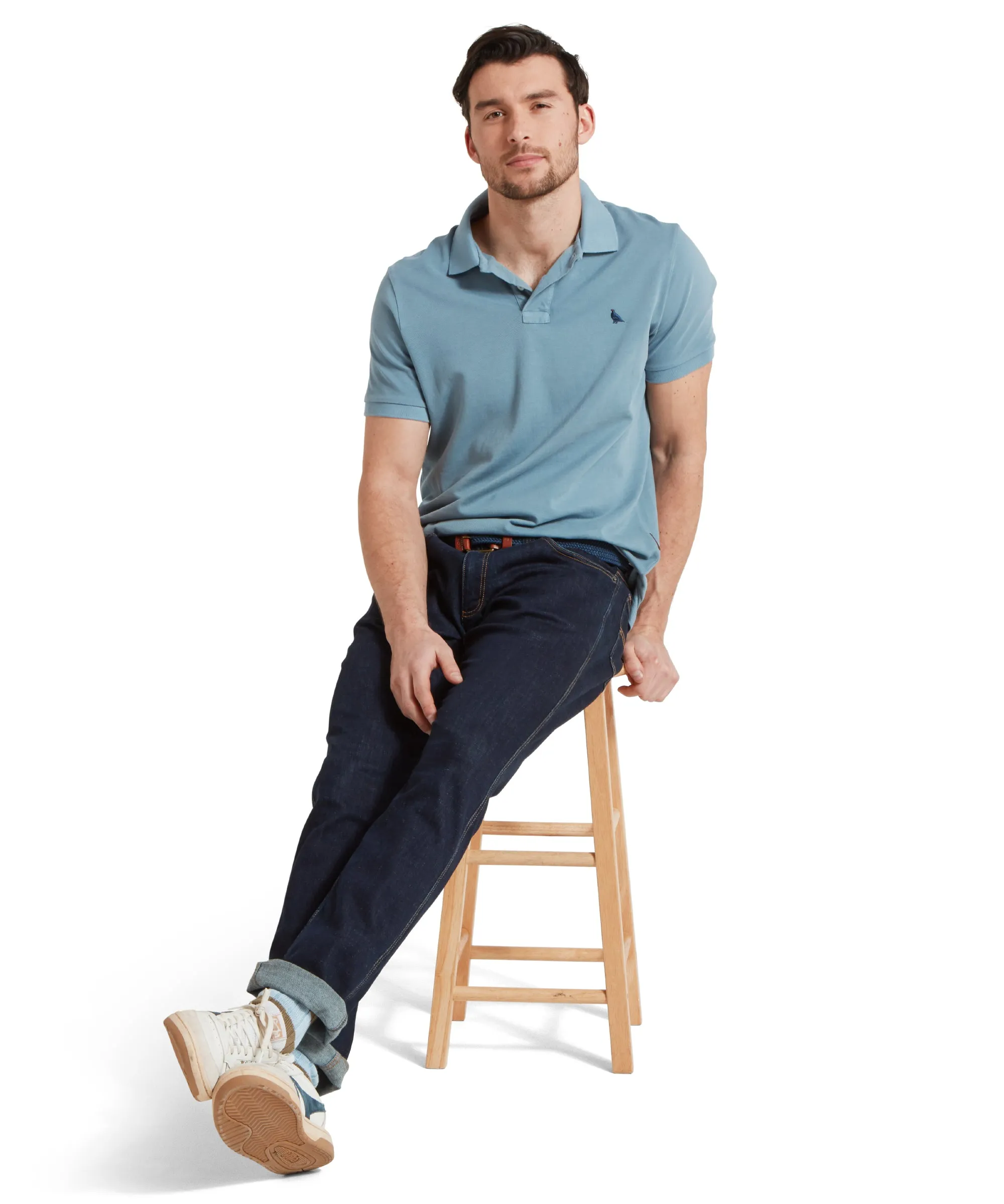 St Ives Garment Dyed Polo Shirt - Dark Pigeon Blue