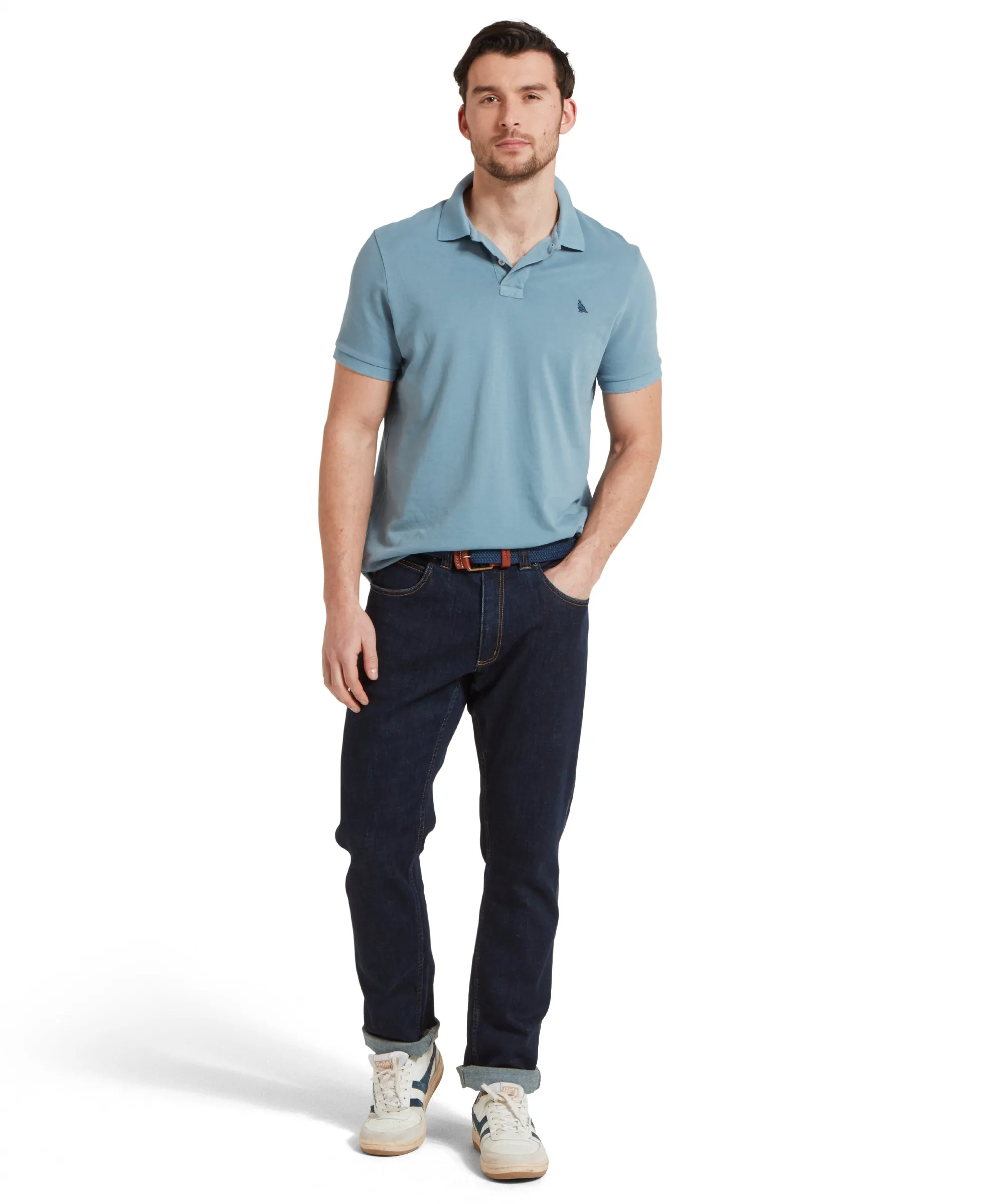 St Ives Garment Dyed Polo Shirt - Dark Pigeon Blue