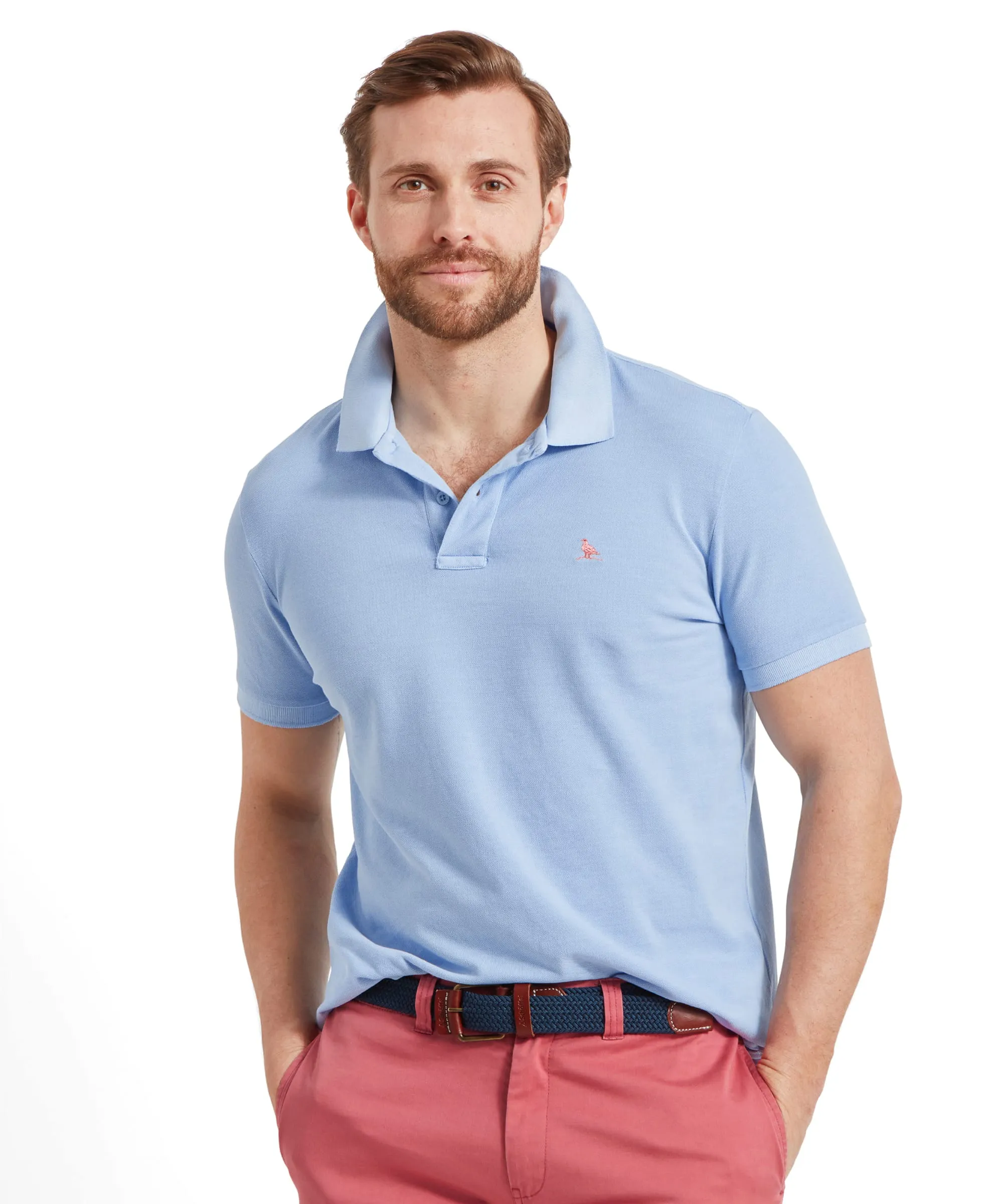 St Ives Garment Dyed Polo Shirt - Pale Blue