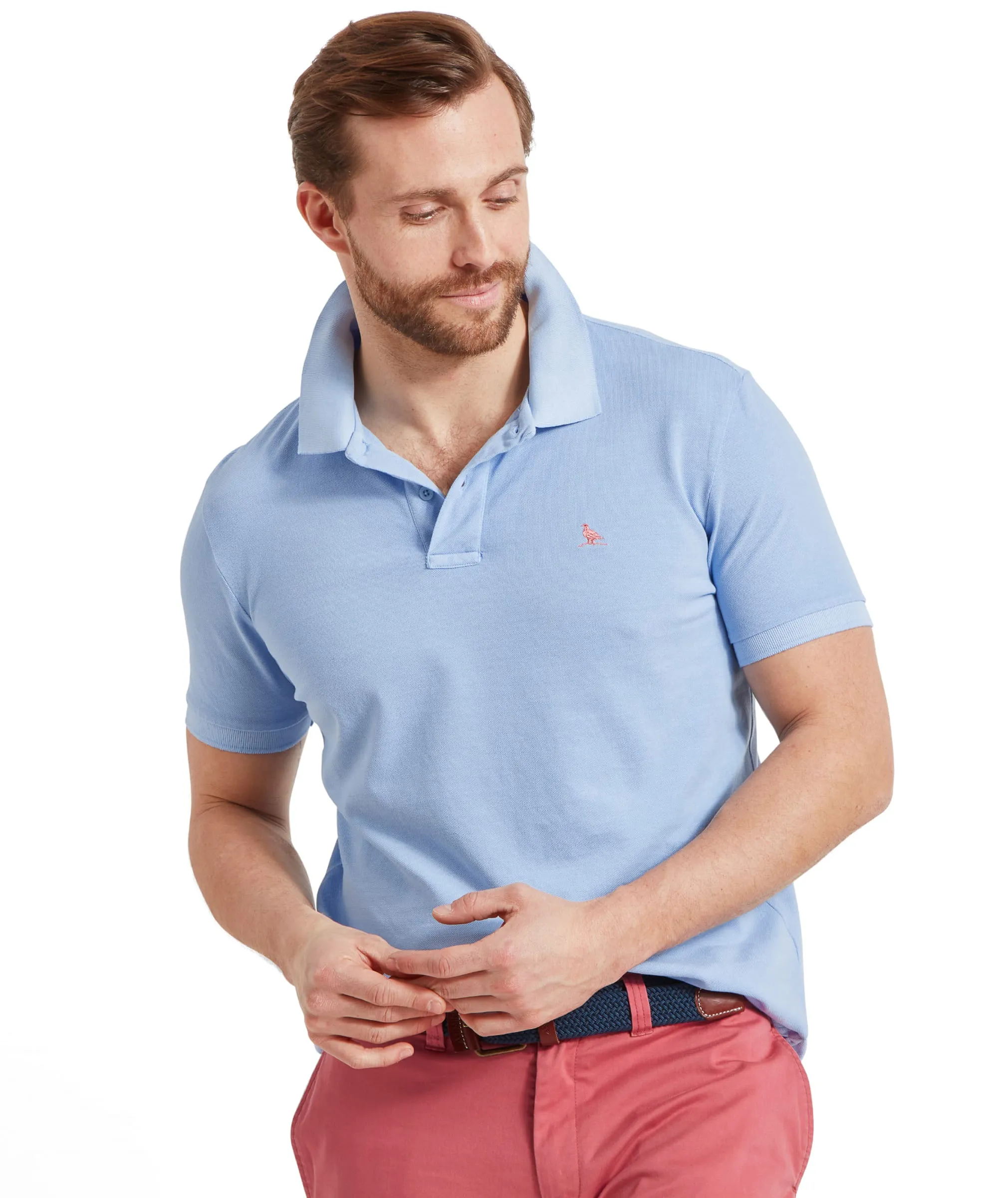 St Ives Garment Dyed Polo Shirt - Pale Blue