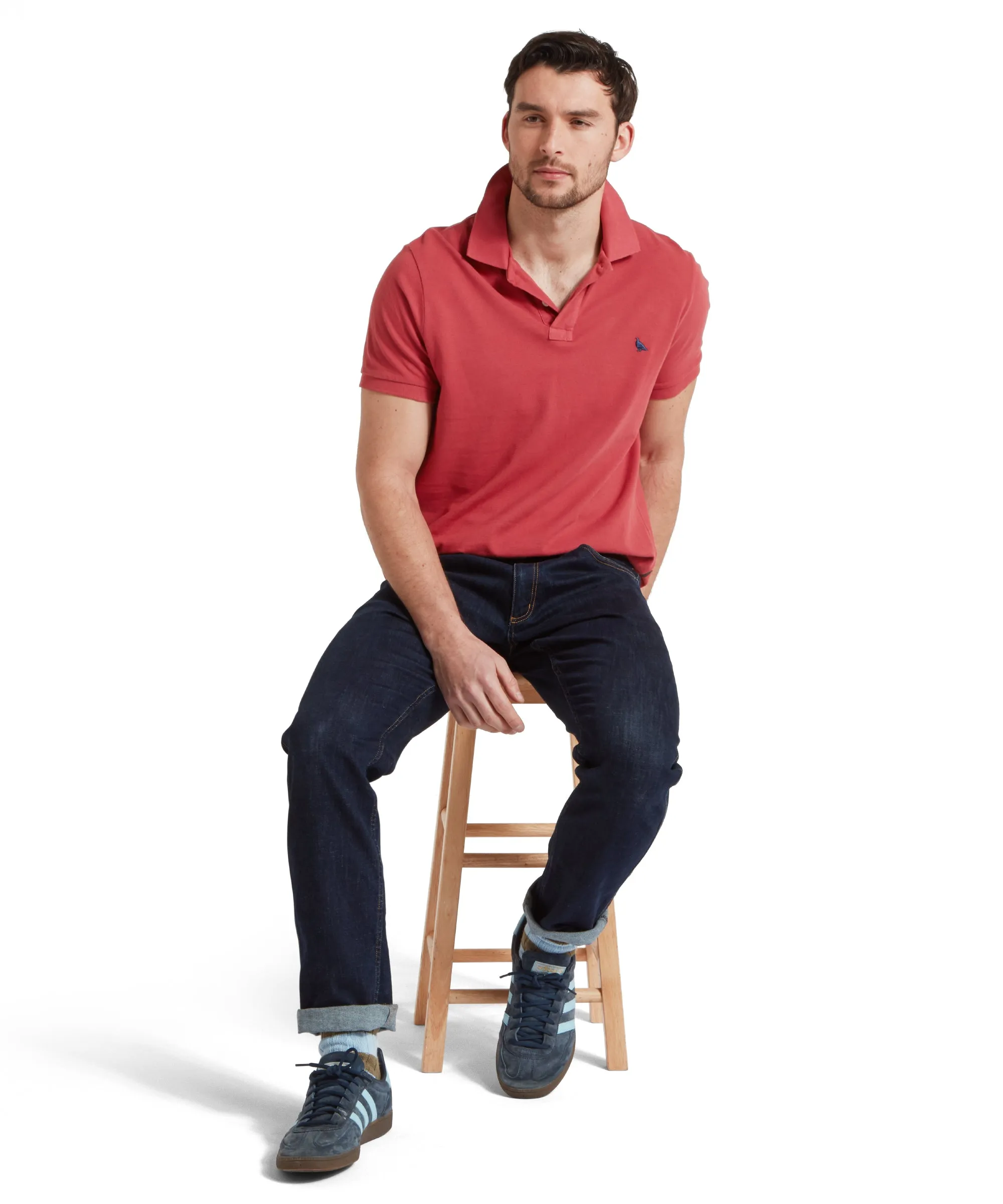 St Ives Garment Dyed Polo Shirt - Slate Red
