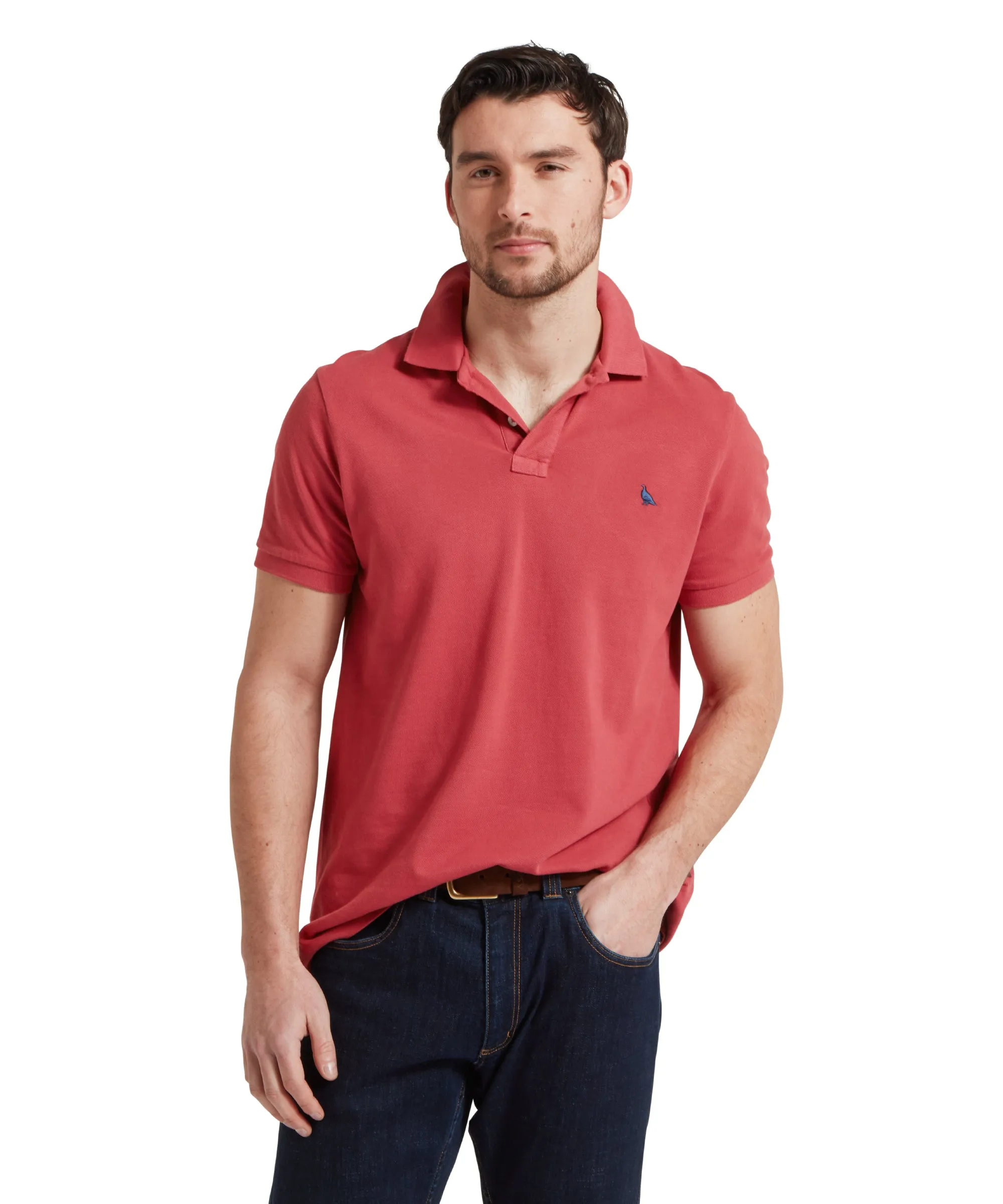 St Ives Garment Dyed Polo Shirt - Slate Red