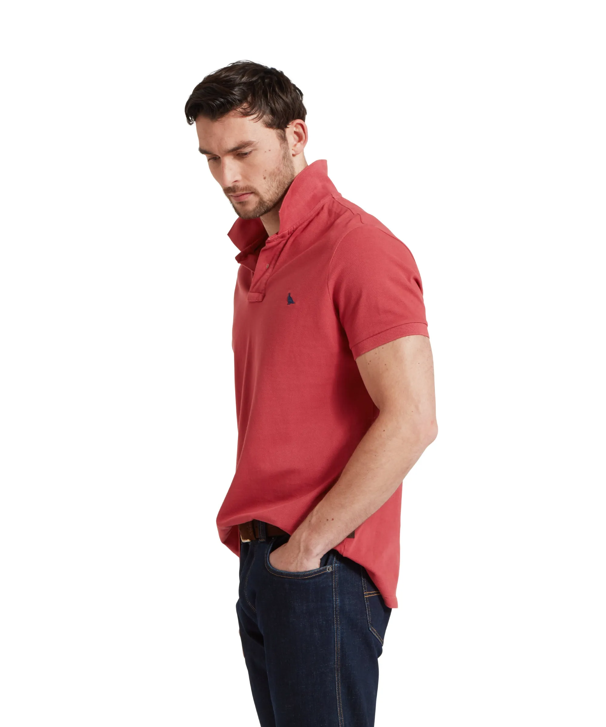 St Ives Garment Dyed Polo Shirt - Slate Red