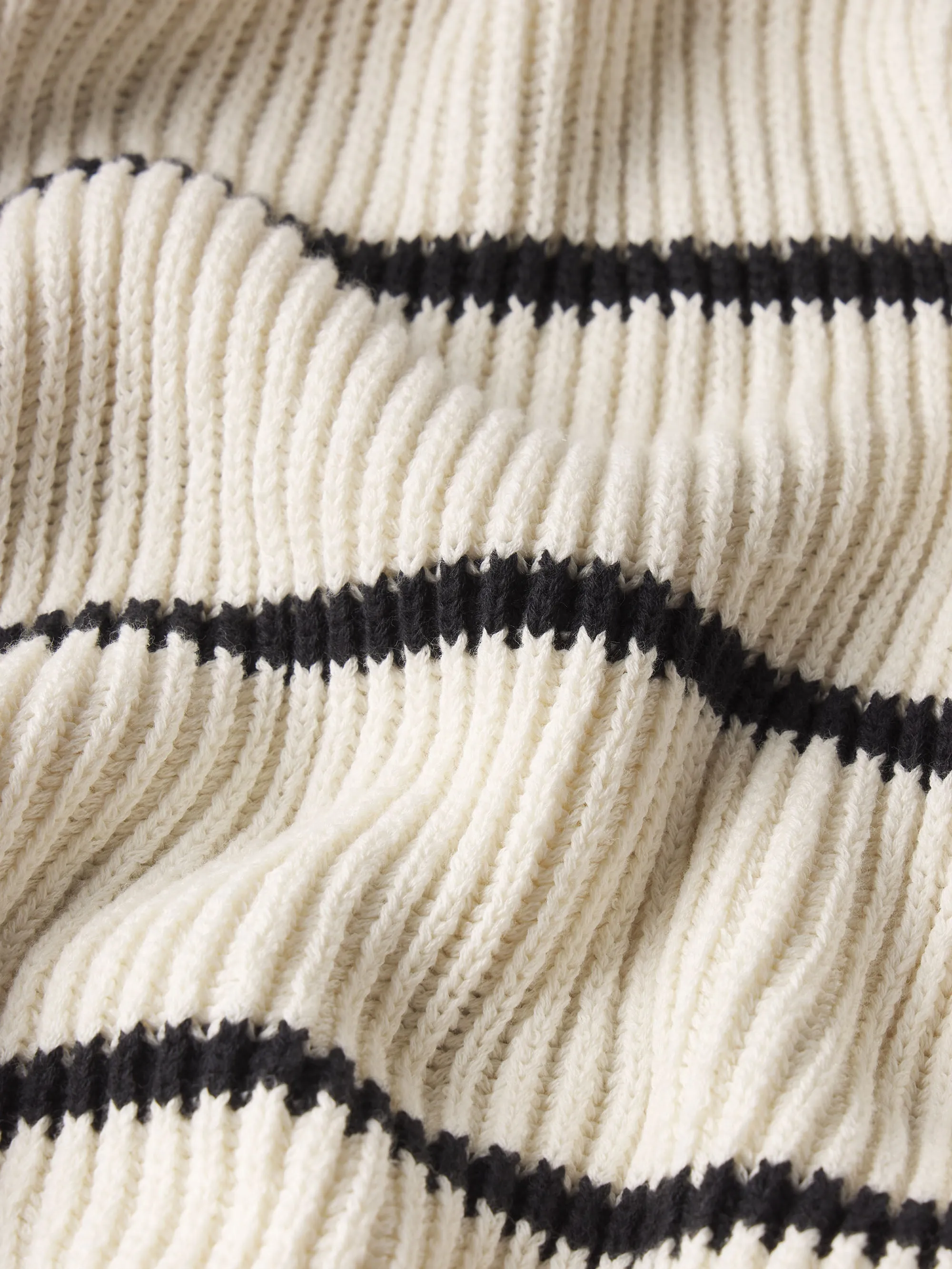 Striped Polo Sweater -- Black Stripe