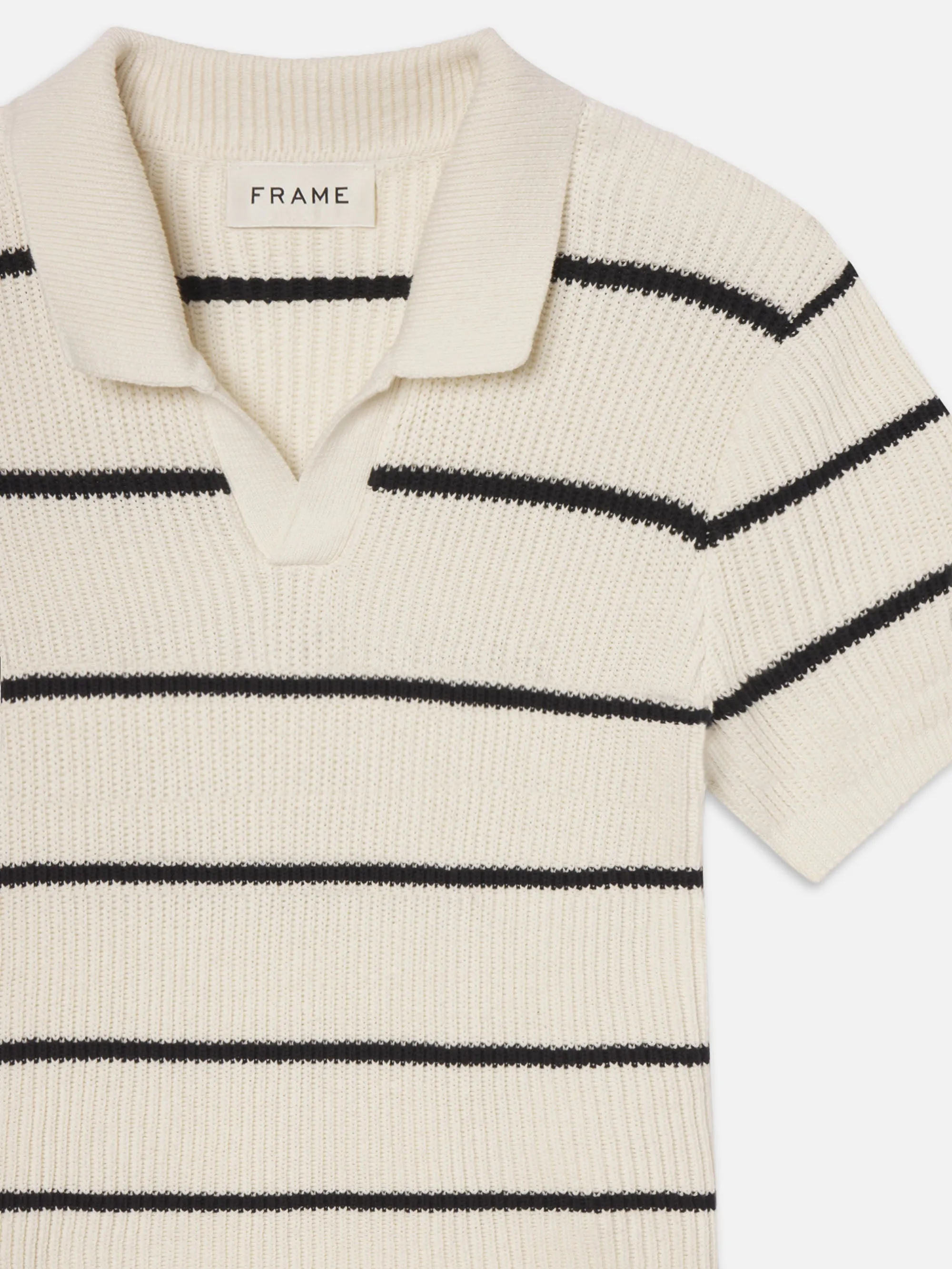 Striped Polo Sweater -- Black Stripe