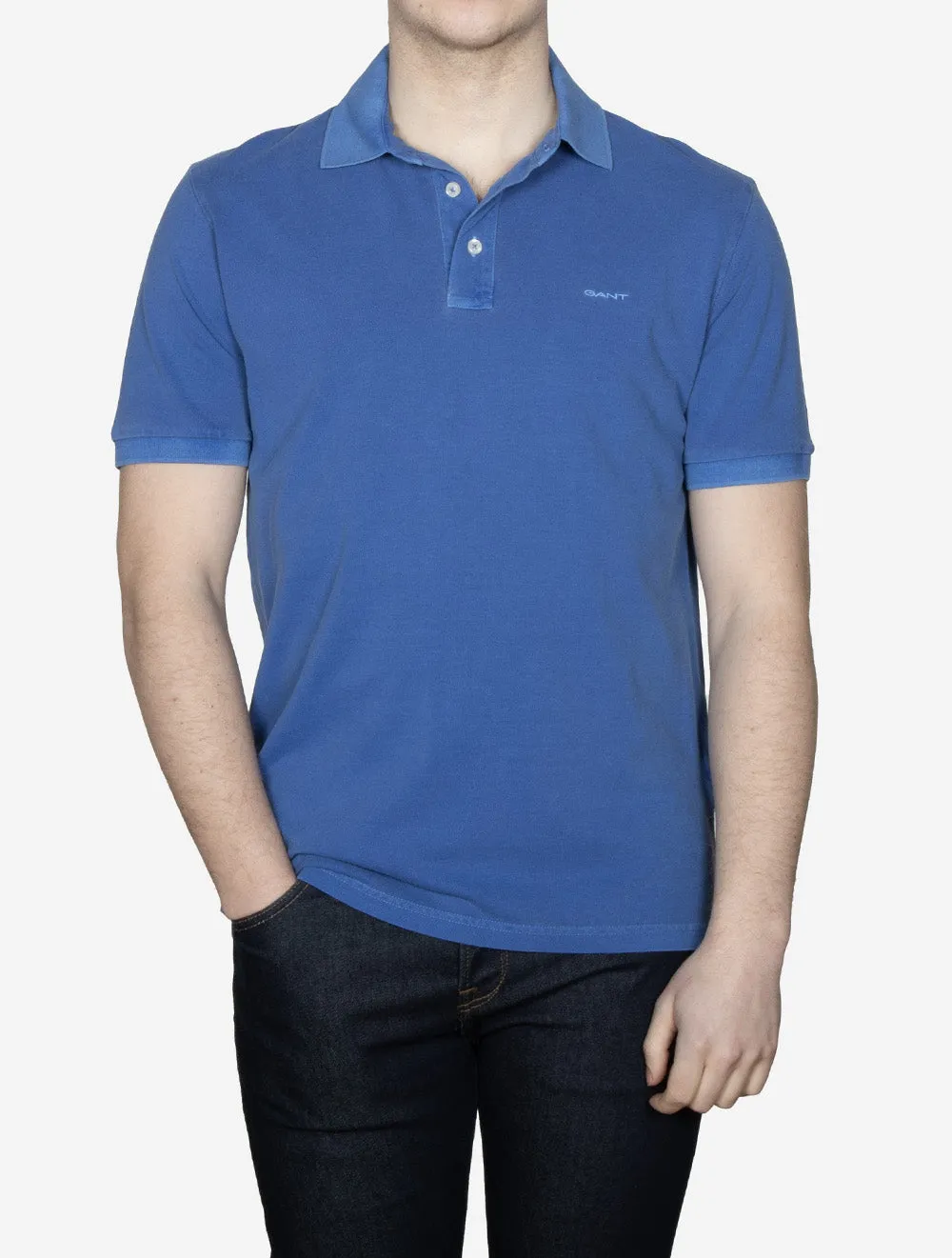 Sunfaded Piqué Polo Short Sleeve Shirt Rich Blue