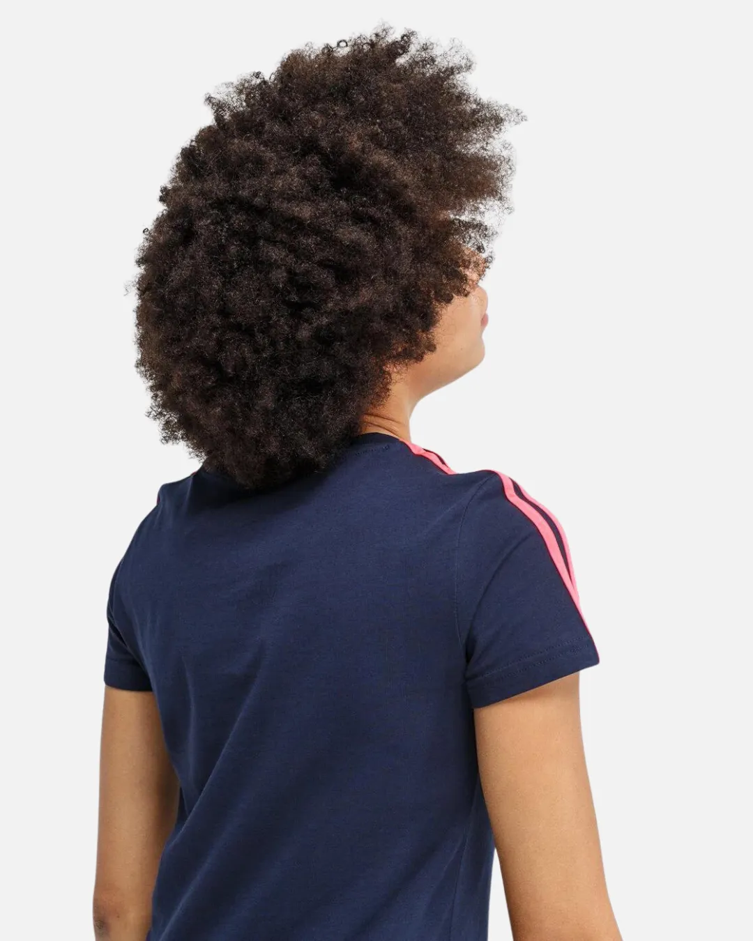 T-Shirt Adidas 3 Bandes Femme - Bleu/Rose