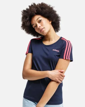 T-Shirt Adidas 3 Bandes Femme - Bleu/Rose